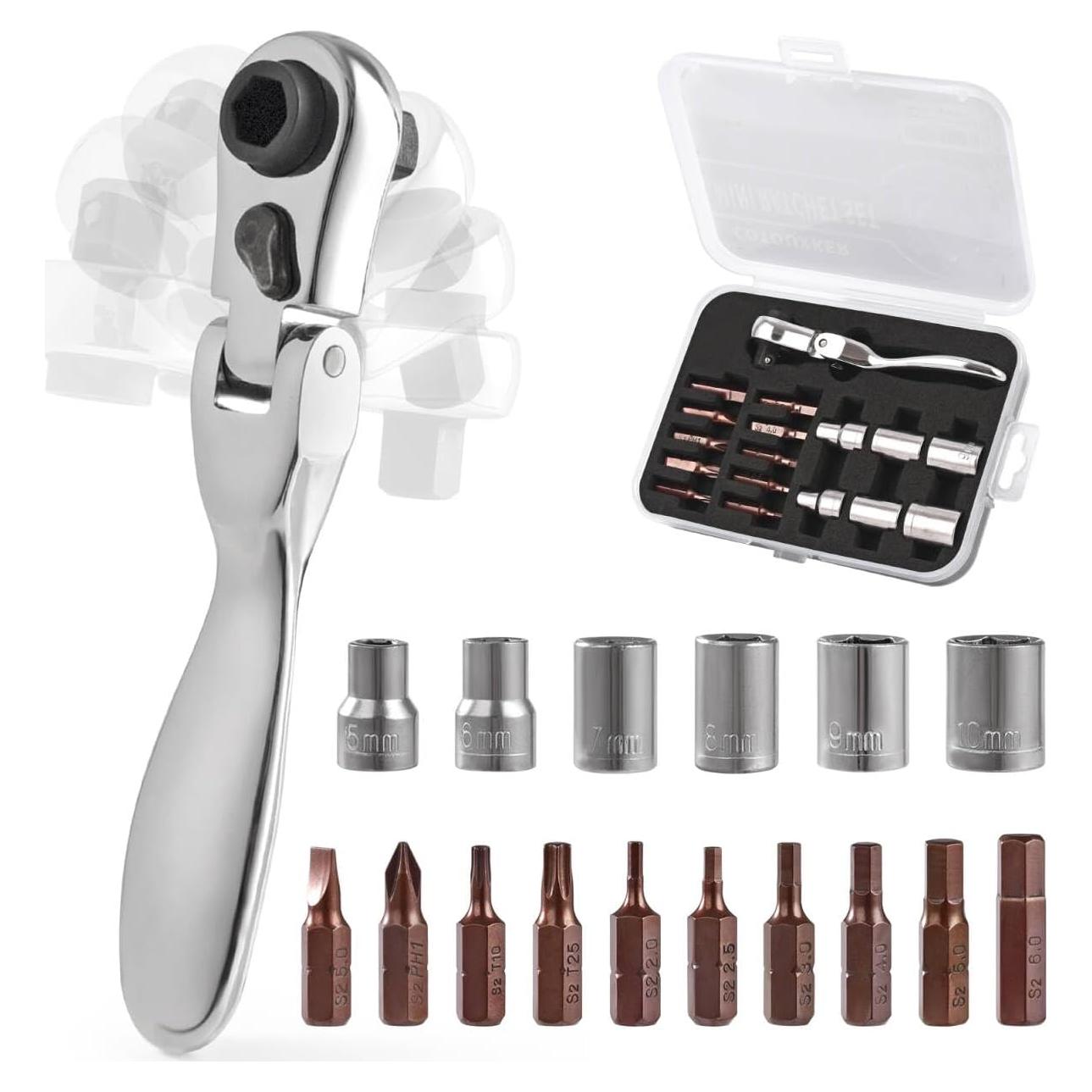 Juego de Llaves de Carraca COTOUXKER Mini 1/4 con Puntas