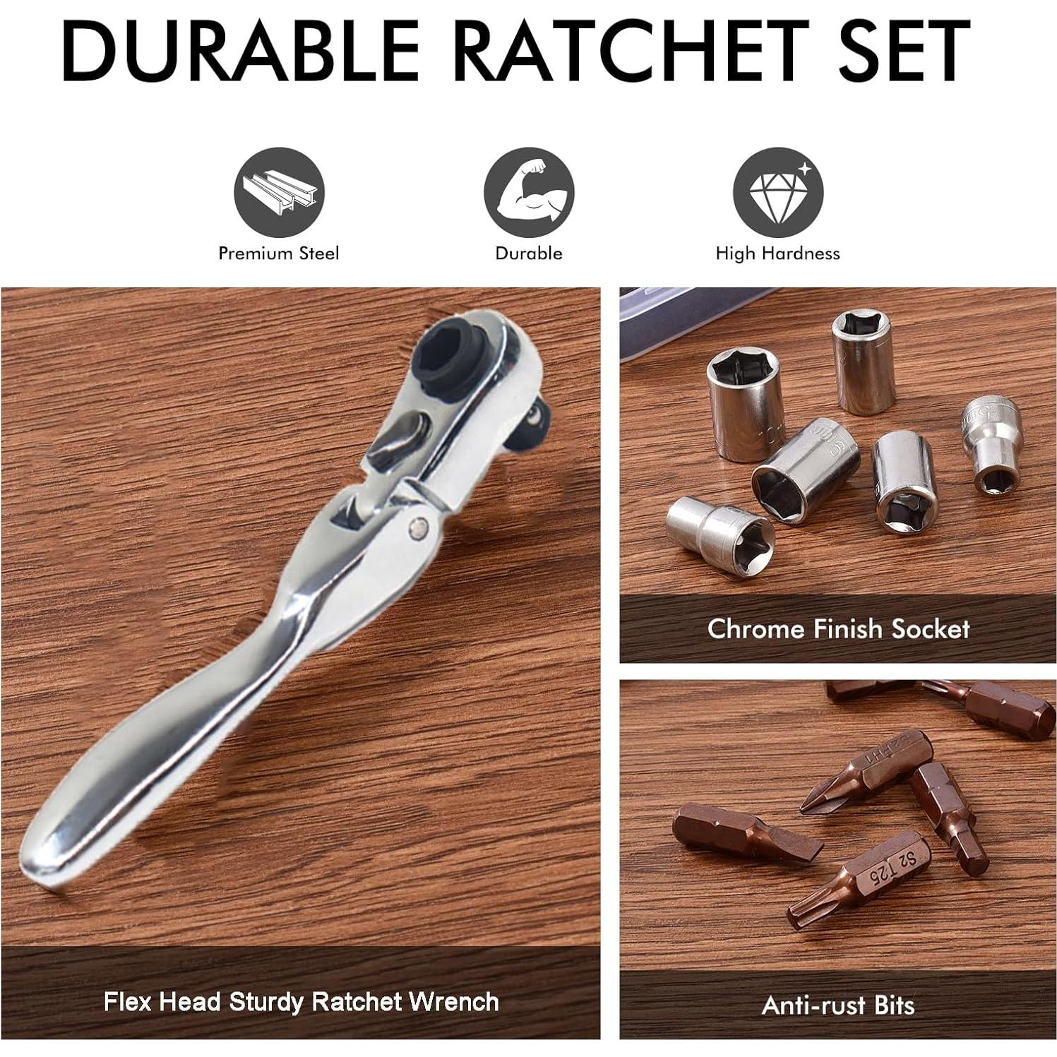 Juego de Llaves de Carraca COTOUXKER Mini 1/4 con Puntas