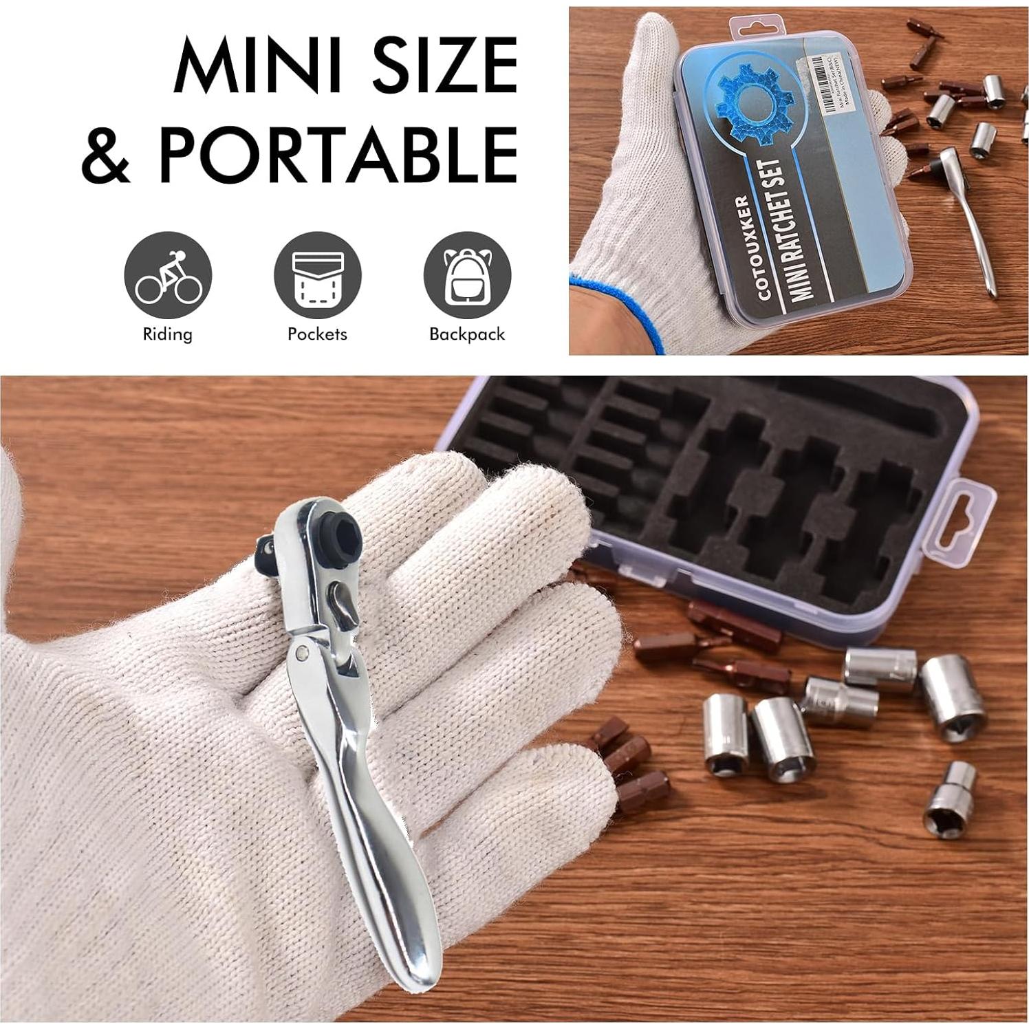 Juego de Llaves de Carraca COTOUXKER Mini 1/4 con Puntas