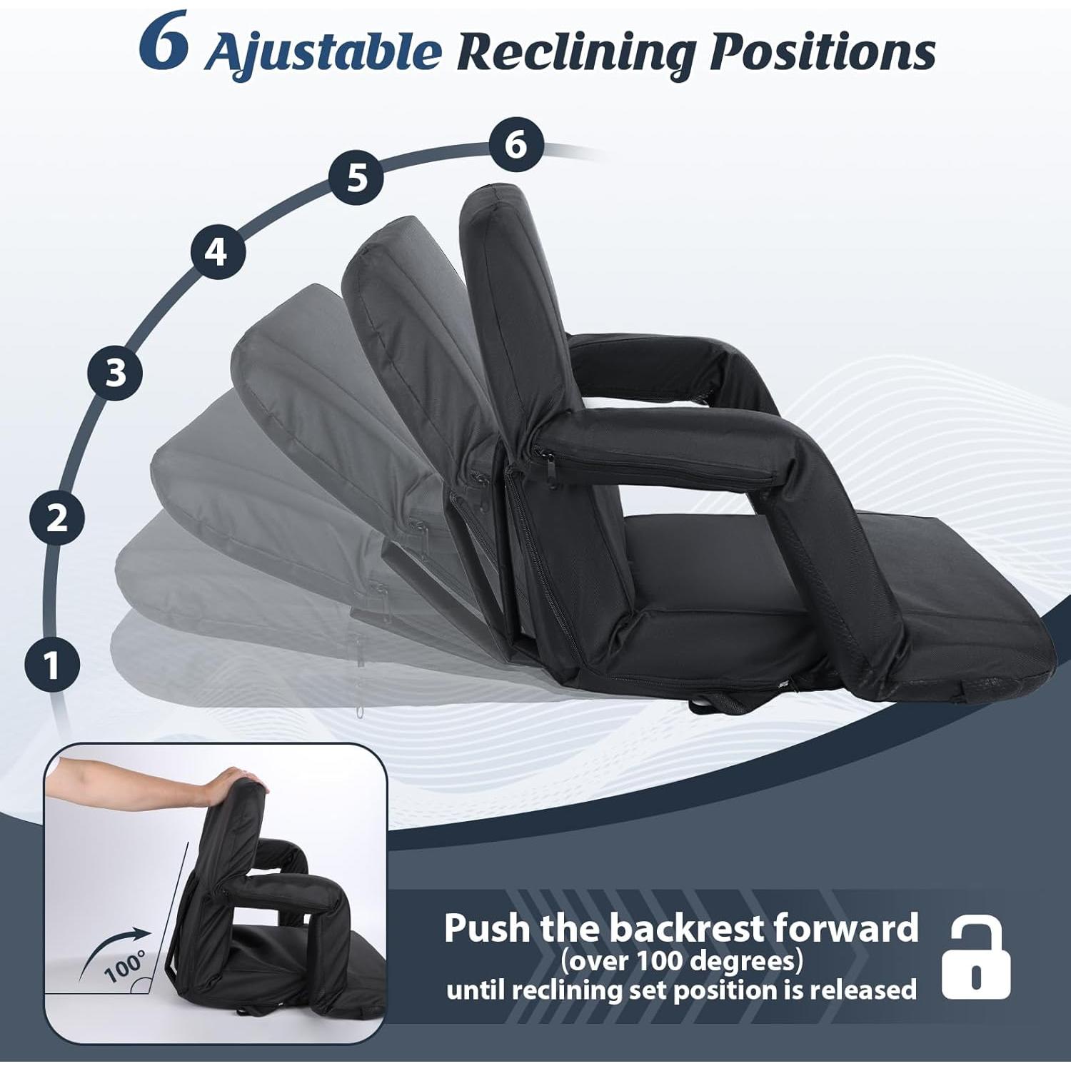 Sillas de Estadio Gbekery LY-FLY-2 Acolchadas 2 Paquete Negro