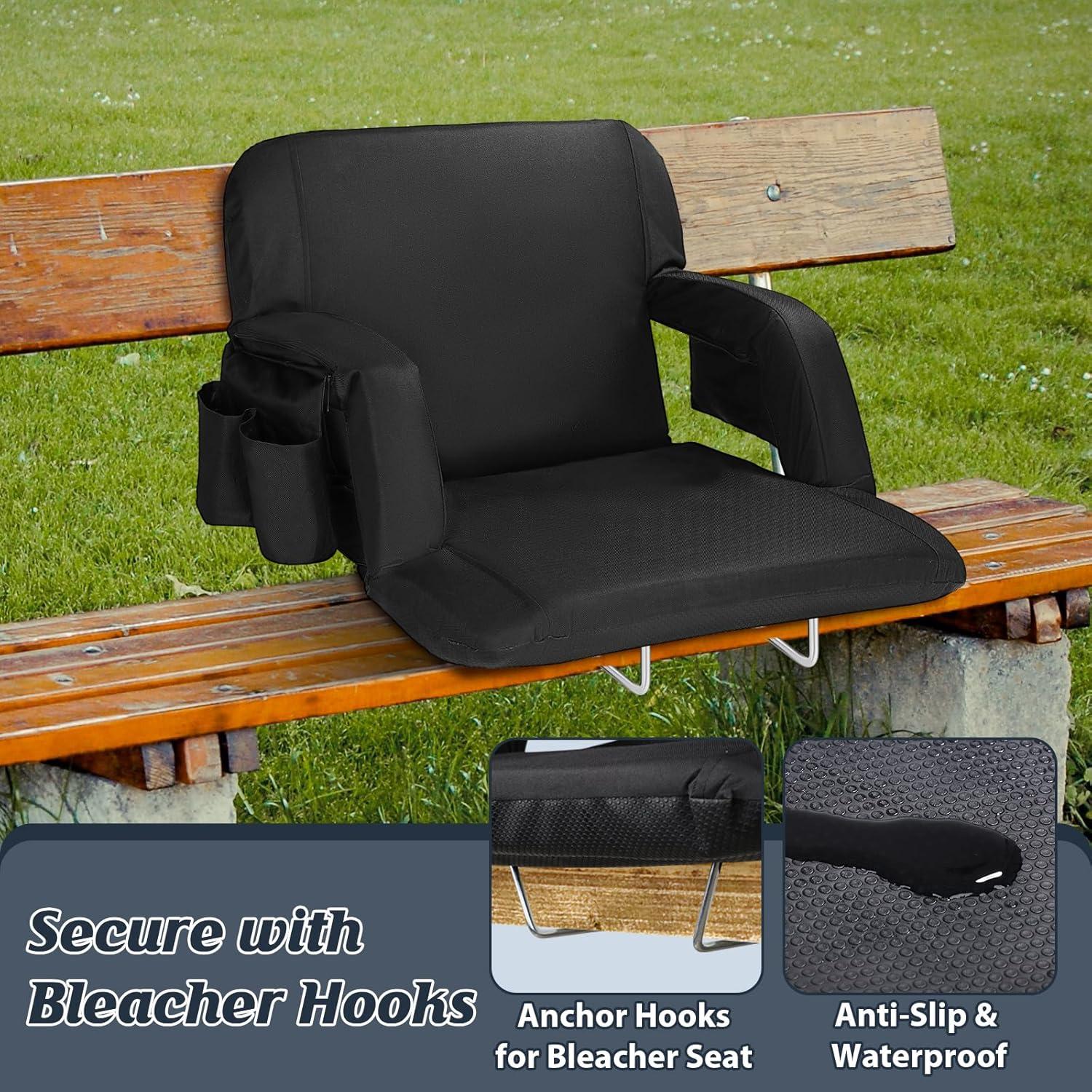 Sillas de Estadio Gbekery LY-FLY-2 Acolchadas 2 Paquete Negro