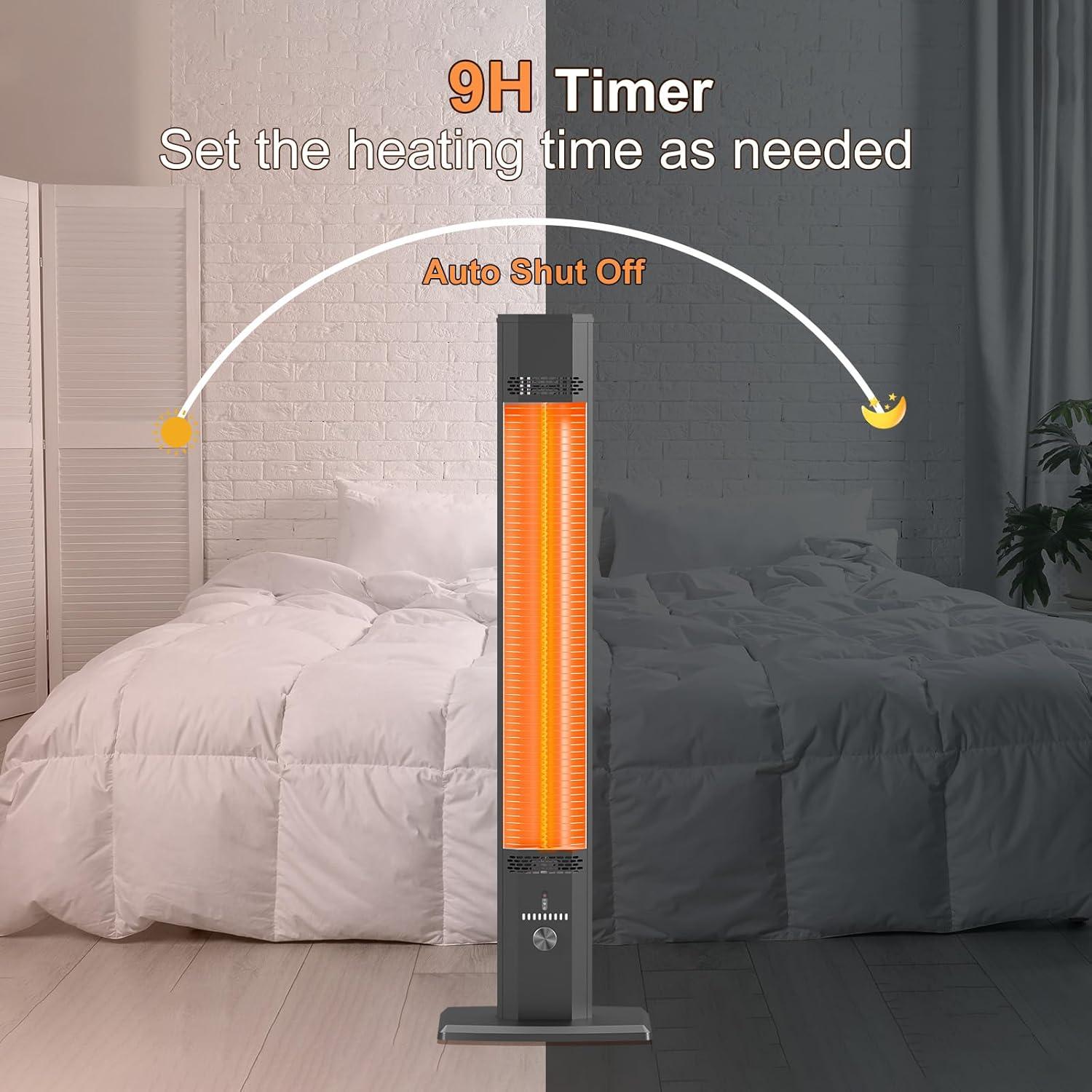 Calentador de Patio Eléctrico BIESQYA 1500W 9 Niveles Negro