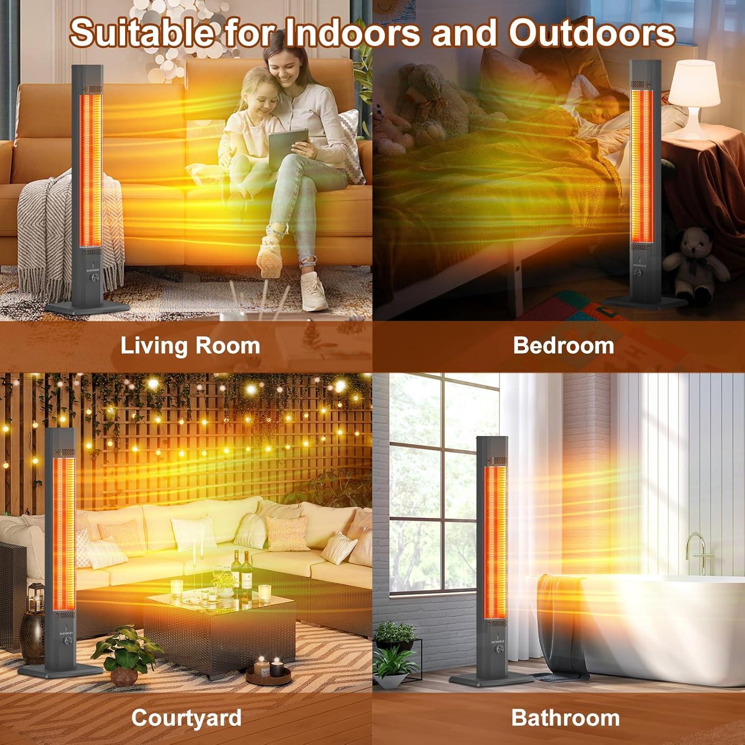 Calentador de Patio Eléctrico BIESQYA 1500W 9 Niveles Negro