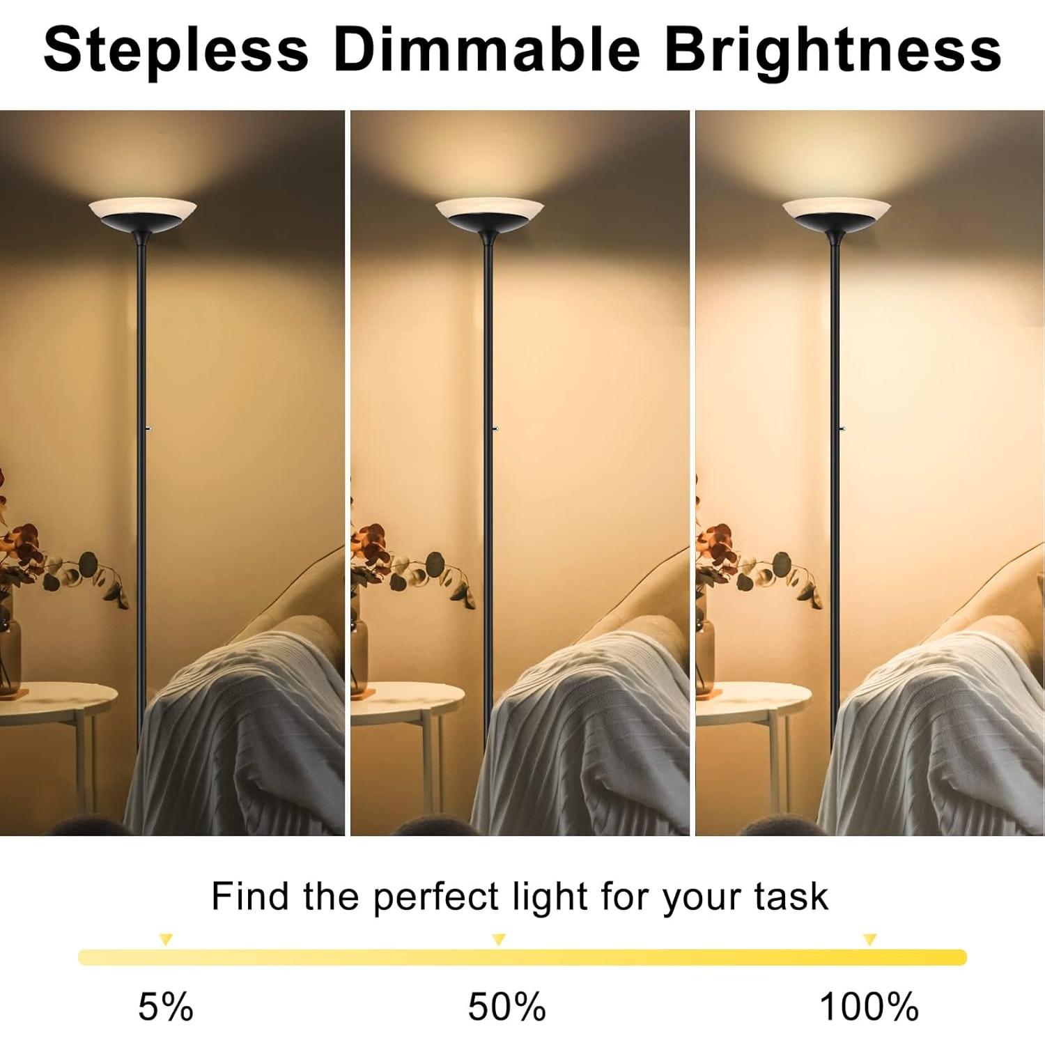 Lámpara de Pie LED BoostArea 30W Regulable 3000K Negra