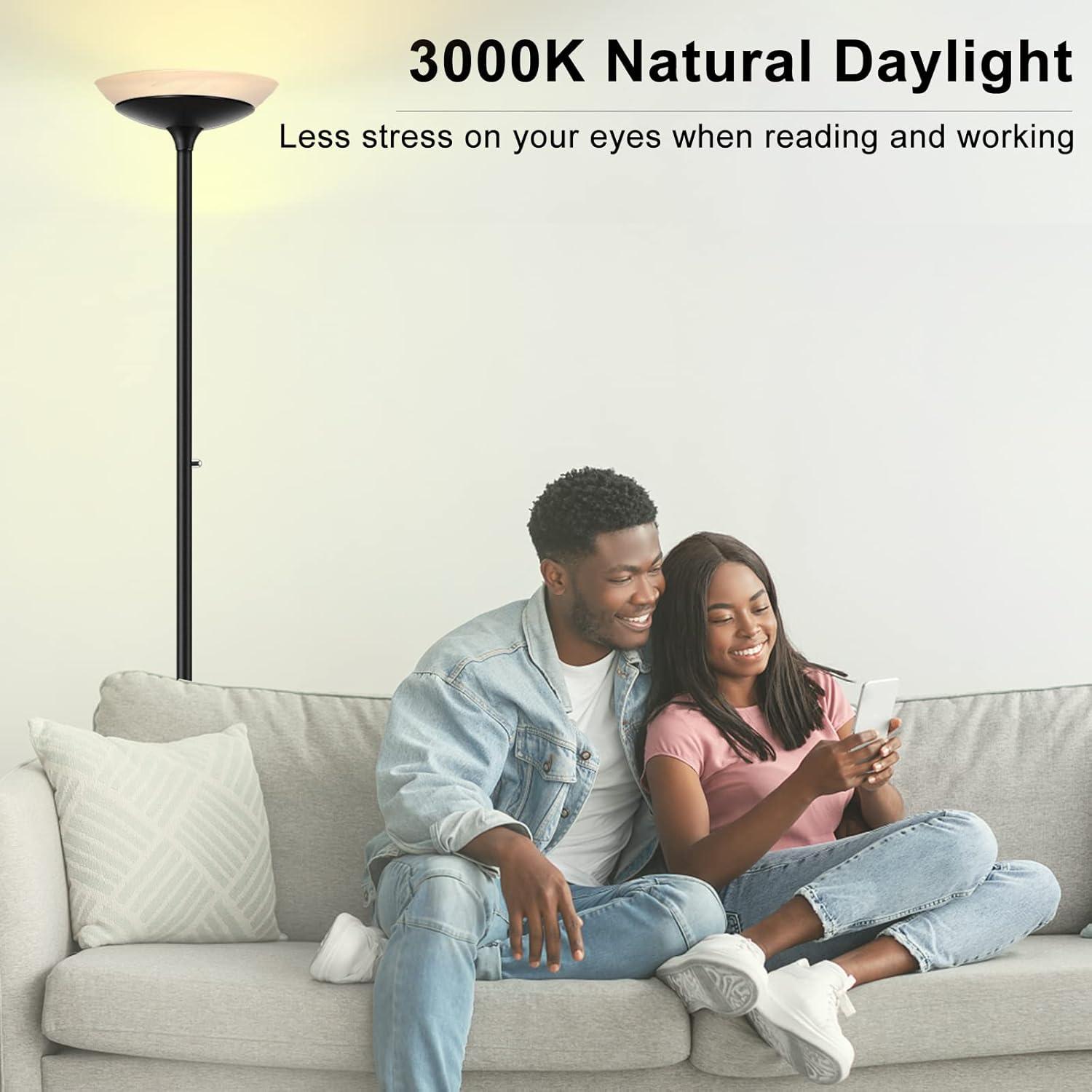 Lámpara de Pie LED BoostArea 30W Regulable 3000K Negra