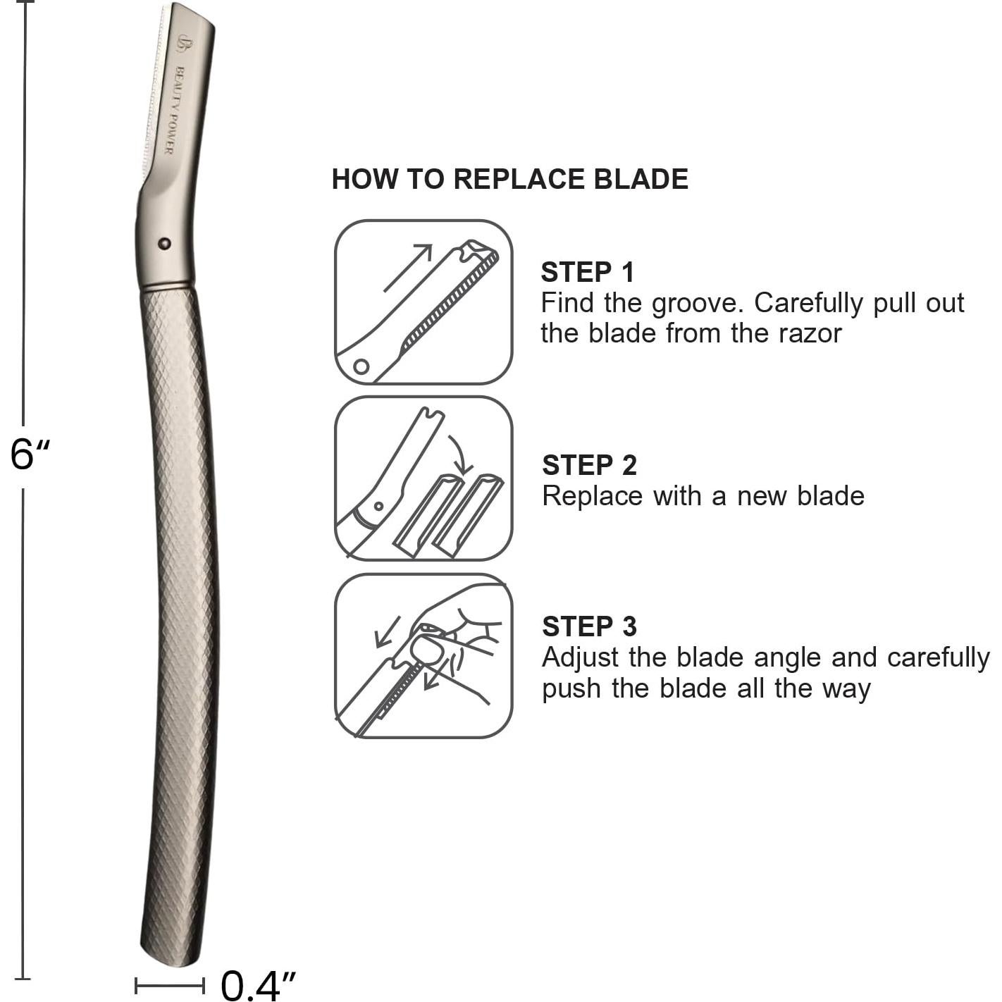 Rasuradora de Cejas Beauty Power con 6 Cuchillas - Plata