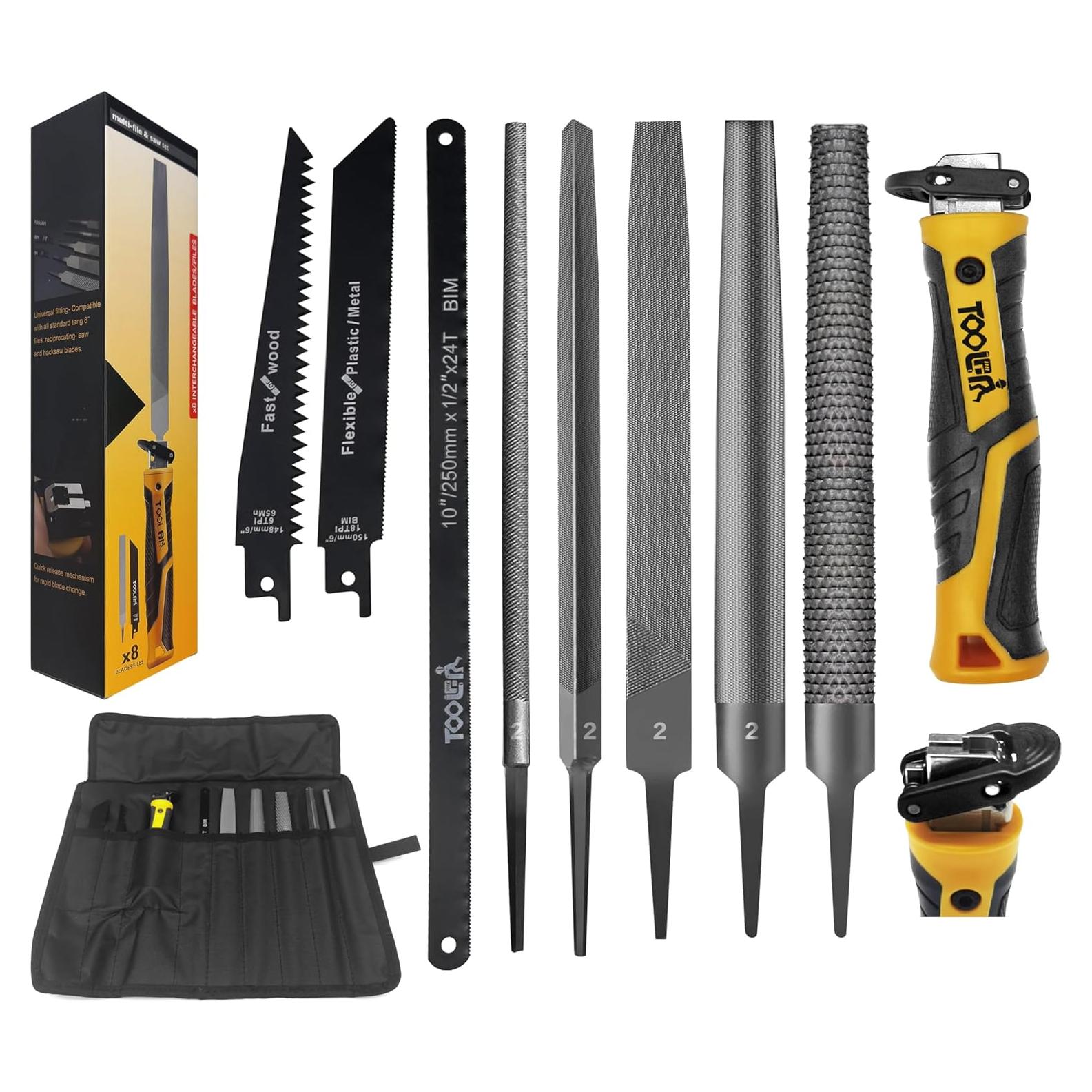 Juego de limas 8 en 1 TOOLAN - Acero al carbono, mango ergonómico