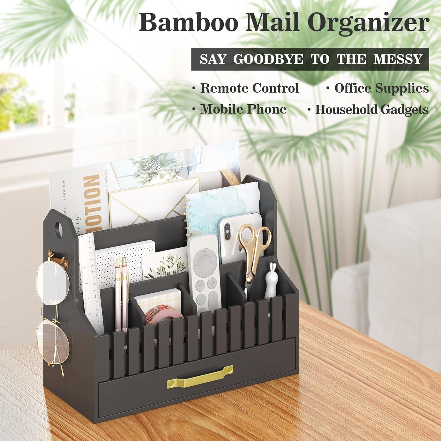Organizador de Correo de Bambú Wisuce Essentials Negro 1 Cuenta