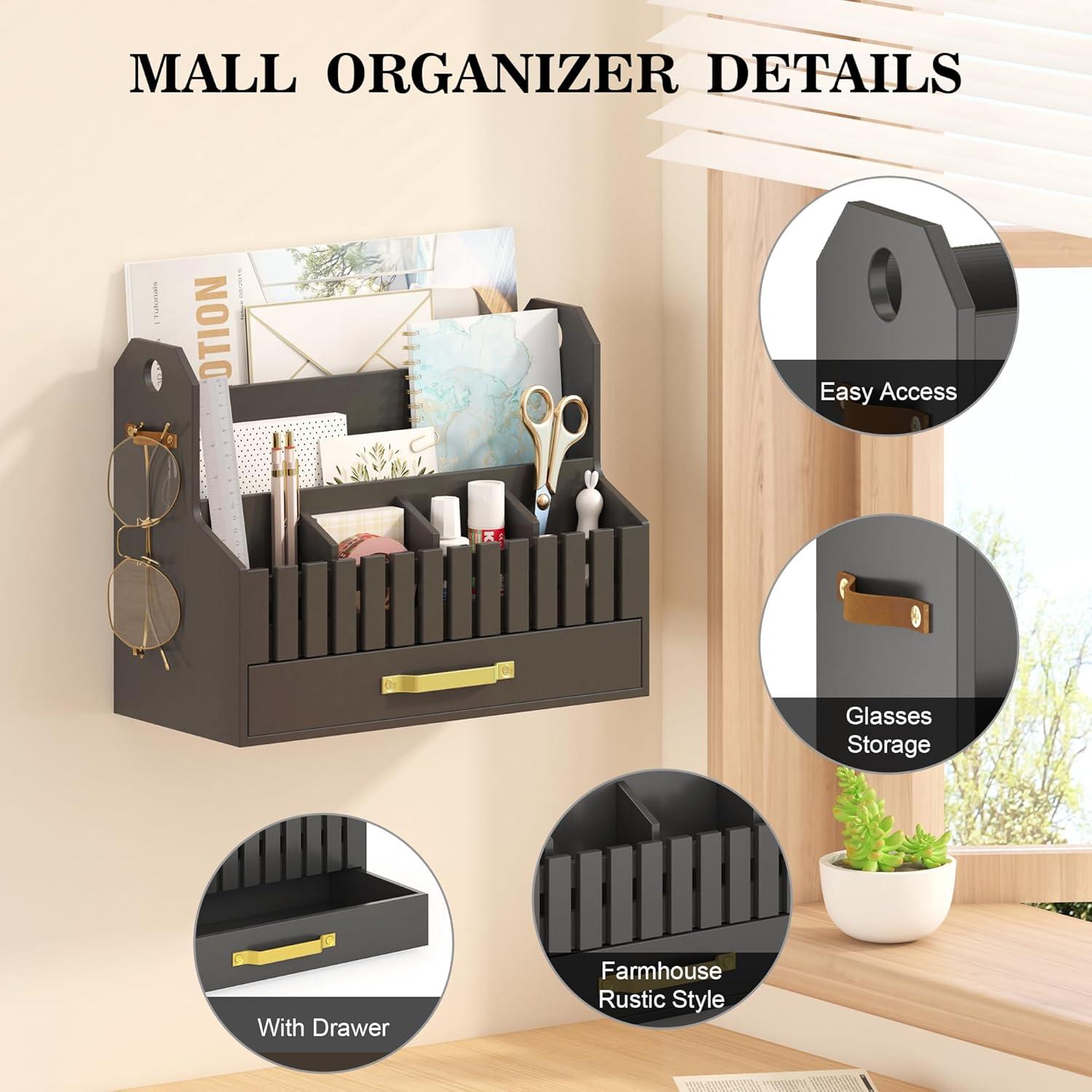 Organizador de Correo de Bambú Wisuce Essentials Negro 1 Cuenta