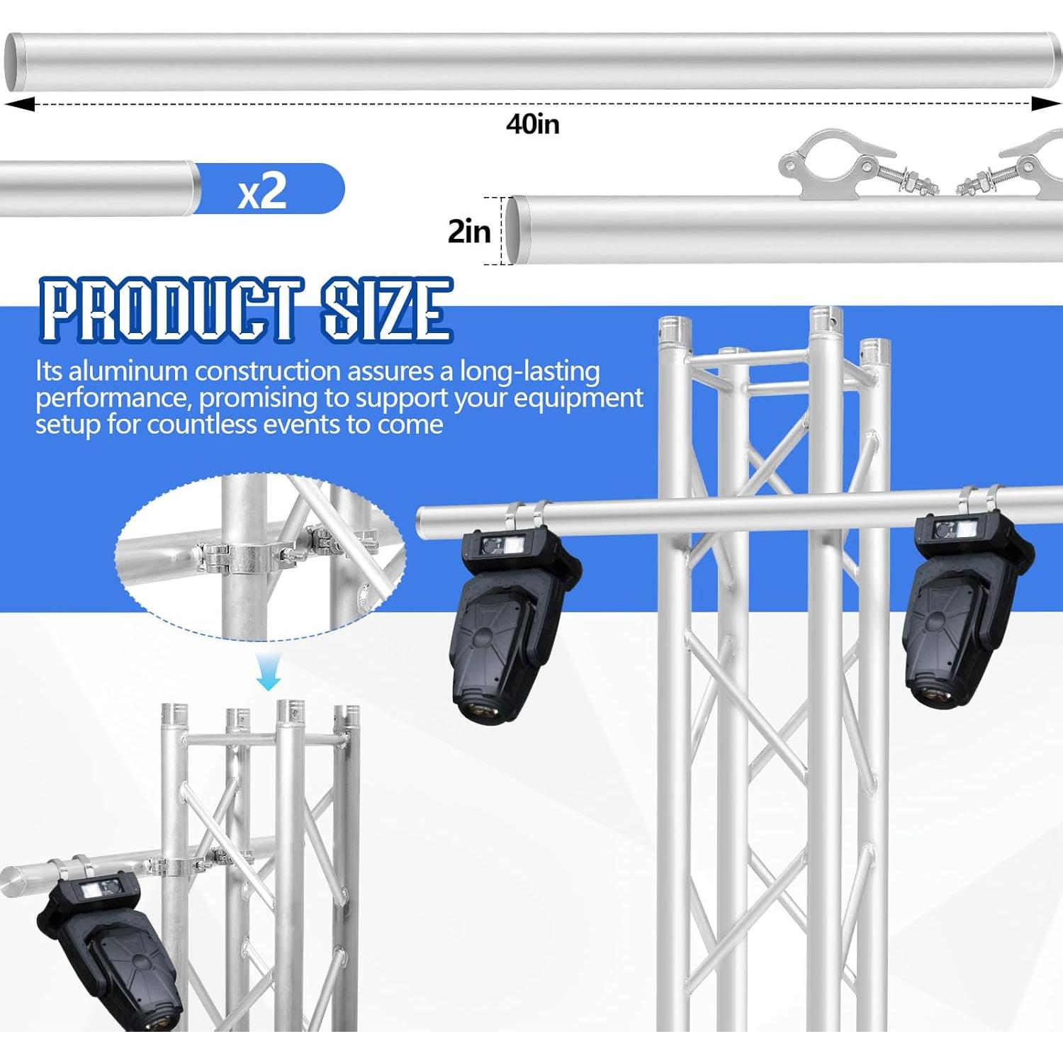 Poste de Montaje de Aluminio 101.6 cm con Doble Abrazadera