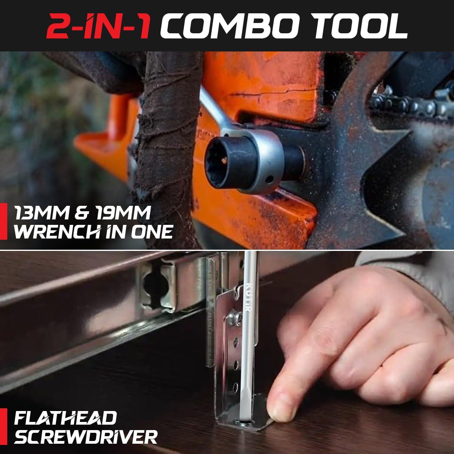 Llave de cadena Scrench Kutir 2 en 1 13mm y 19mm para motosierra