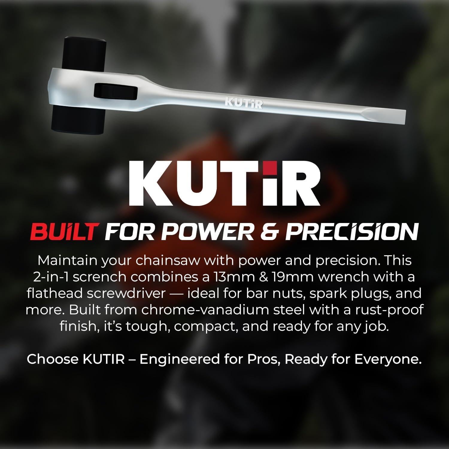 Llave de cadena Scrench Kutir 2 en 1 13mm y 19mm para motosierra