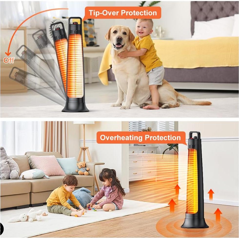 Calentador Eléctrico Portátil FLOWBREEZE 1200W Oscilante 60°