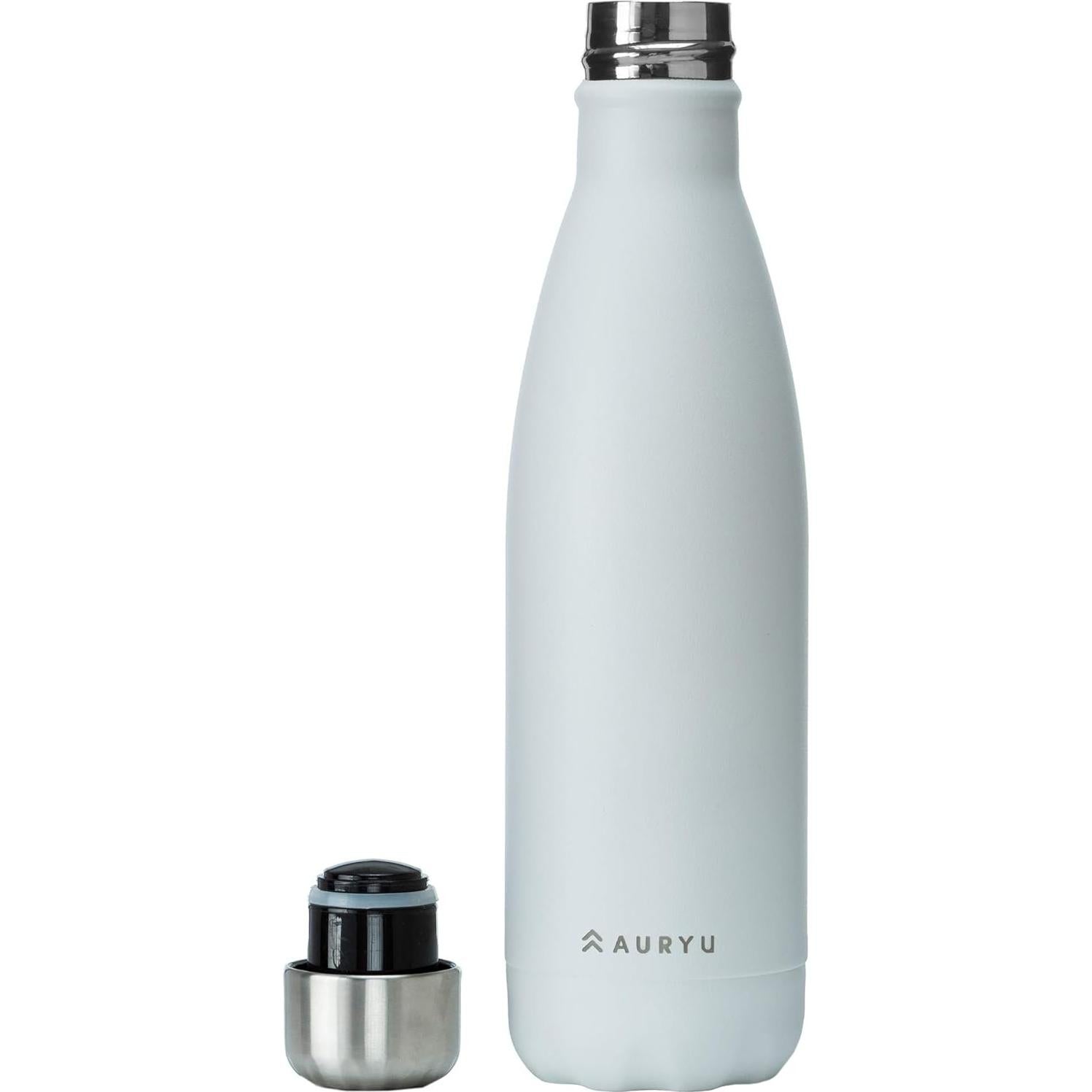 Botella de Agua Auryu 500ml Acero Inoxidable Aislada Blanca