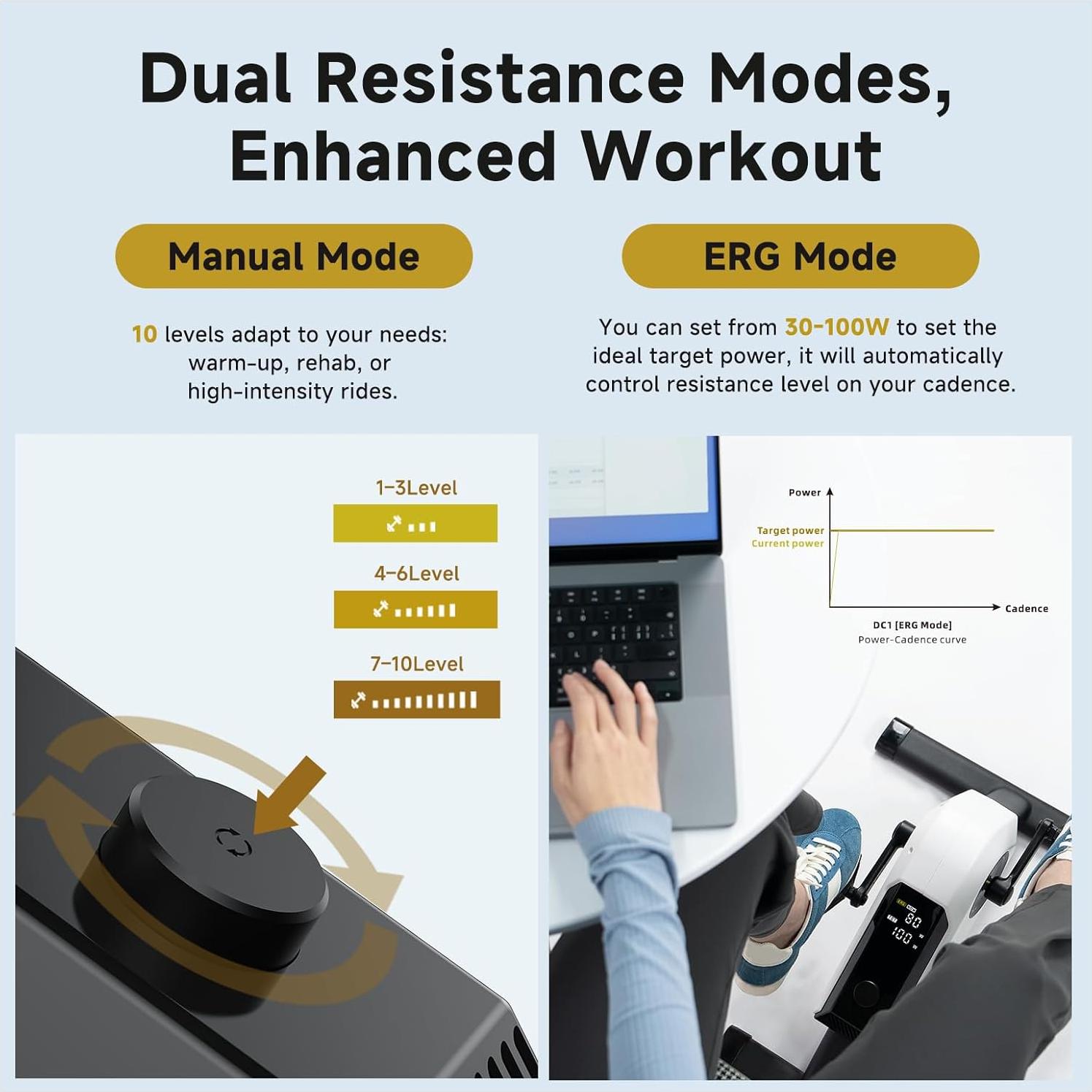 Mini Ejercitador de Pedales CYCPLUS DC1 160W Magnético