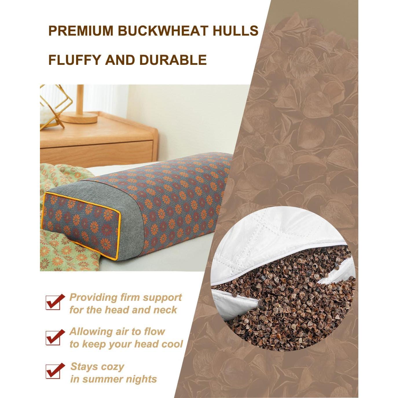 Cojín de Trigo Sarraceno EDMILE Ajustable 48x23 cm Gris