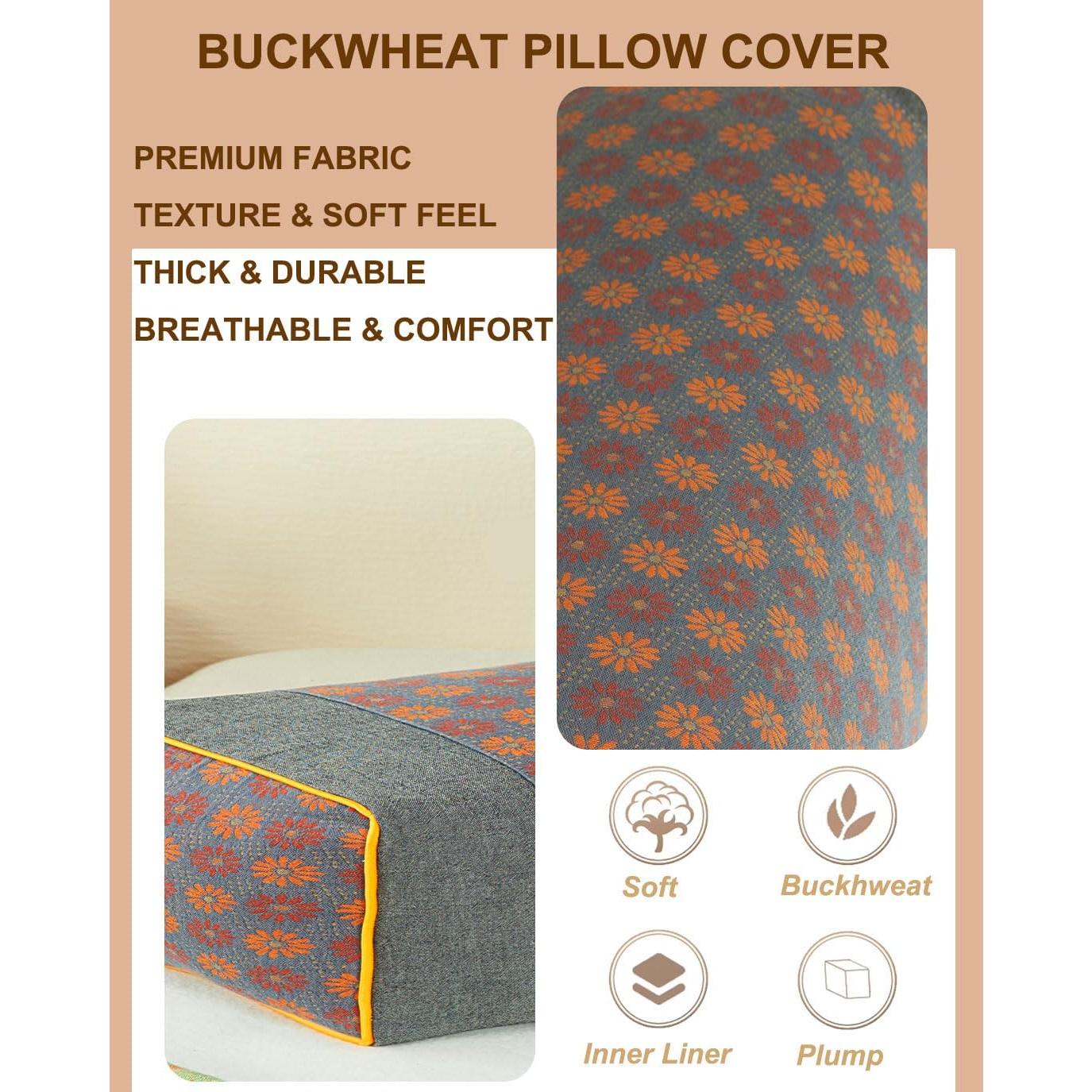 Cojín de Trigo Sarraceno EDMILE Ajustable 48x23 cm Gris