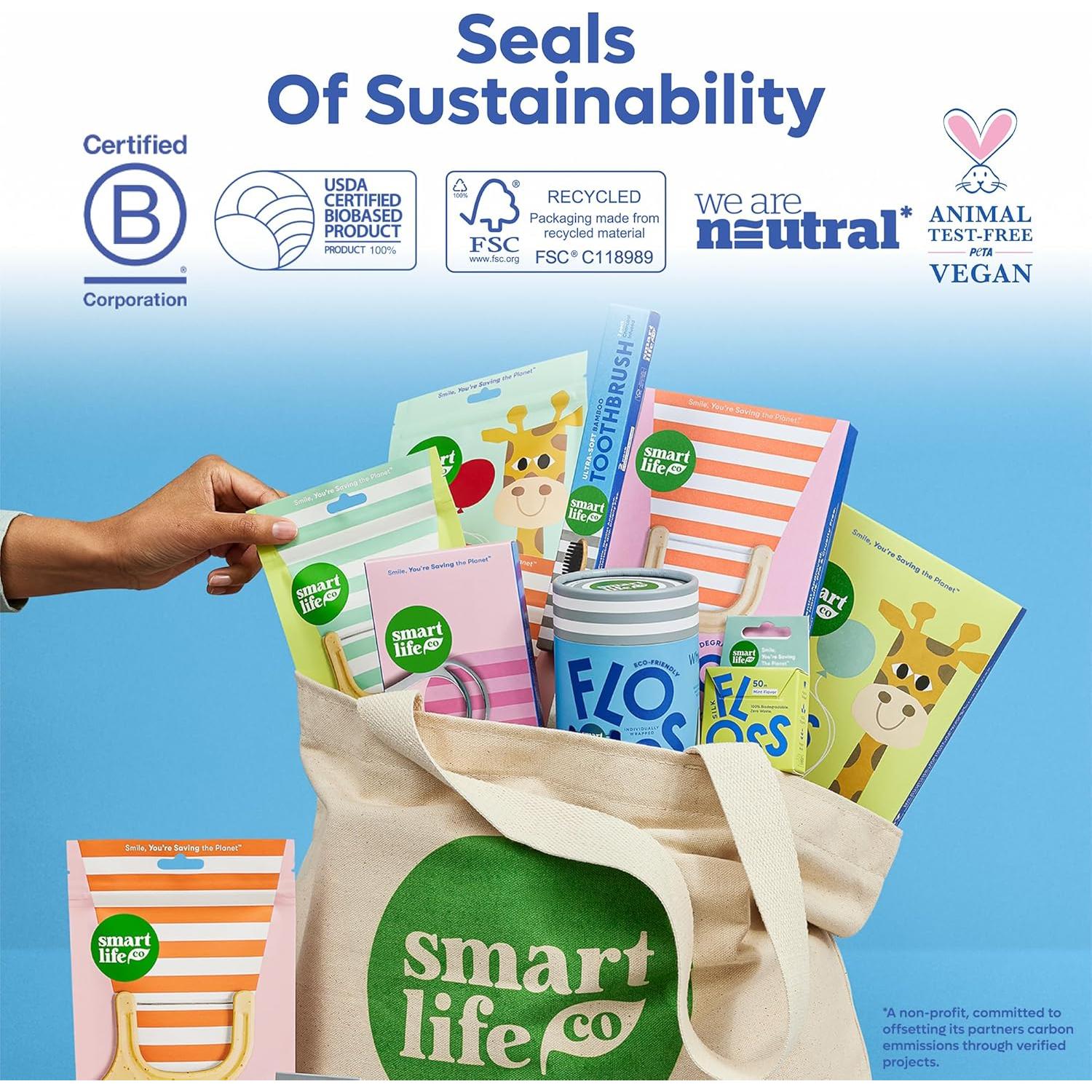 Cepillos de Dientes de Bambú SmartLifeco PRO - 6 Unidades Ecológicos