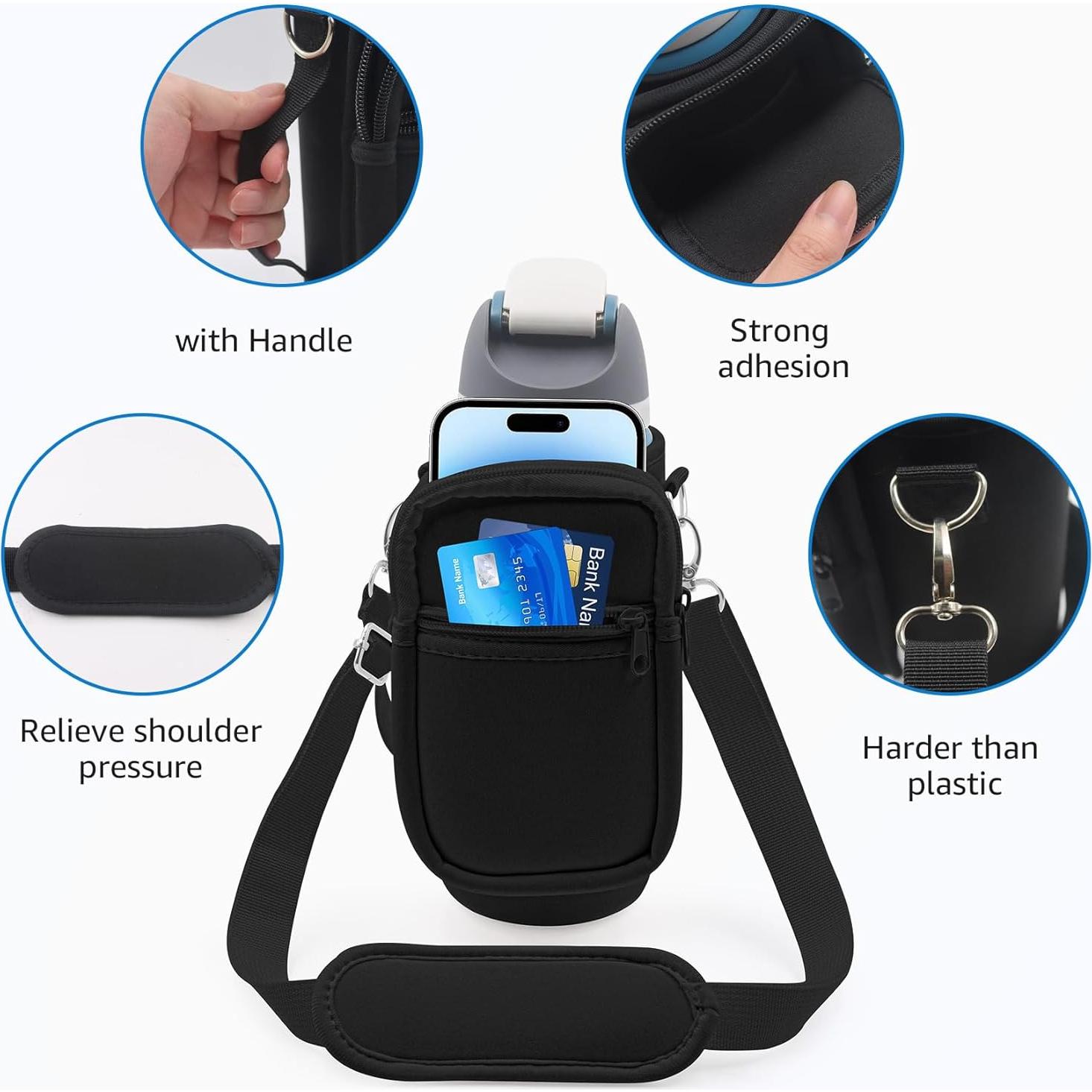 Funda de Neopreno para Botella Owala 32oz con Correa Negra