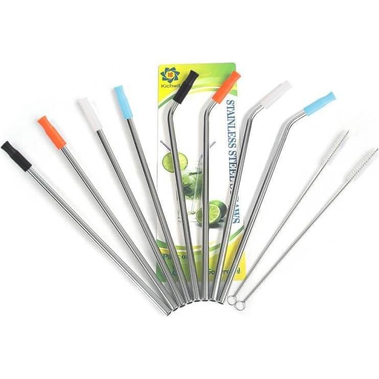 Juego de Popotes de Acero Inoxidable Kichwit 26.67 cm - 8 Unidades
