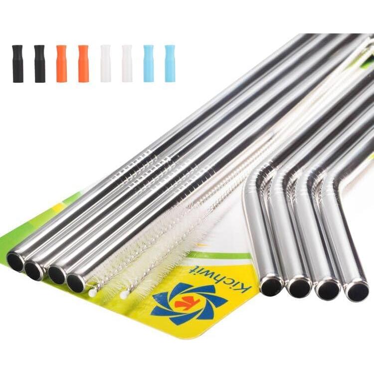 Juego de Popotes de Acero Inoxidable Kichwit 26.67 cm - 8 Unidades