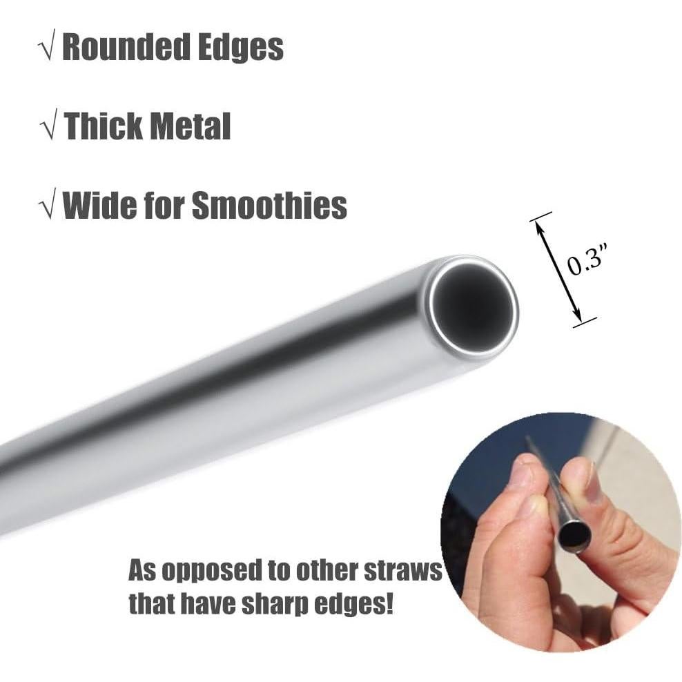 Juego de Popotes de Acero Inoxidable Kichwit 26.67 cm - 8 Unidades