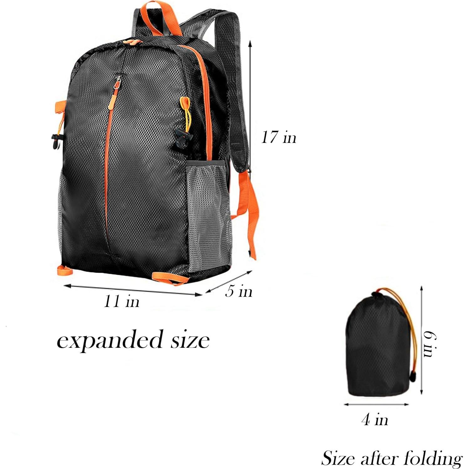Mochila Plegable 15L Yloxuf Impermeable Negra para Viaje