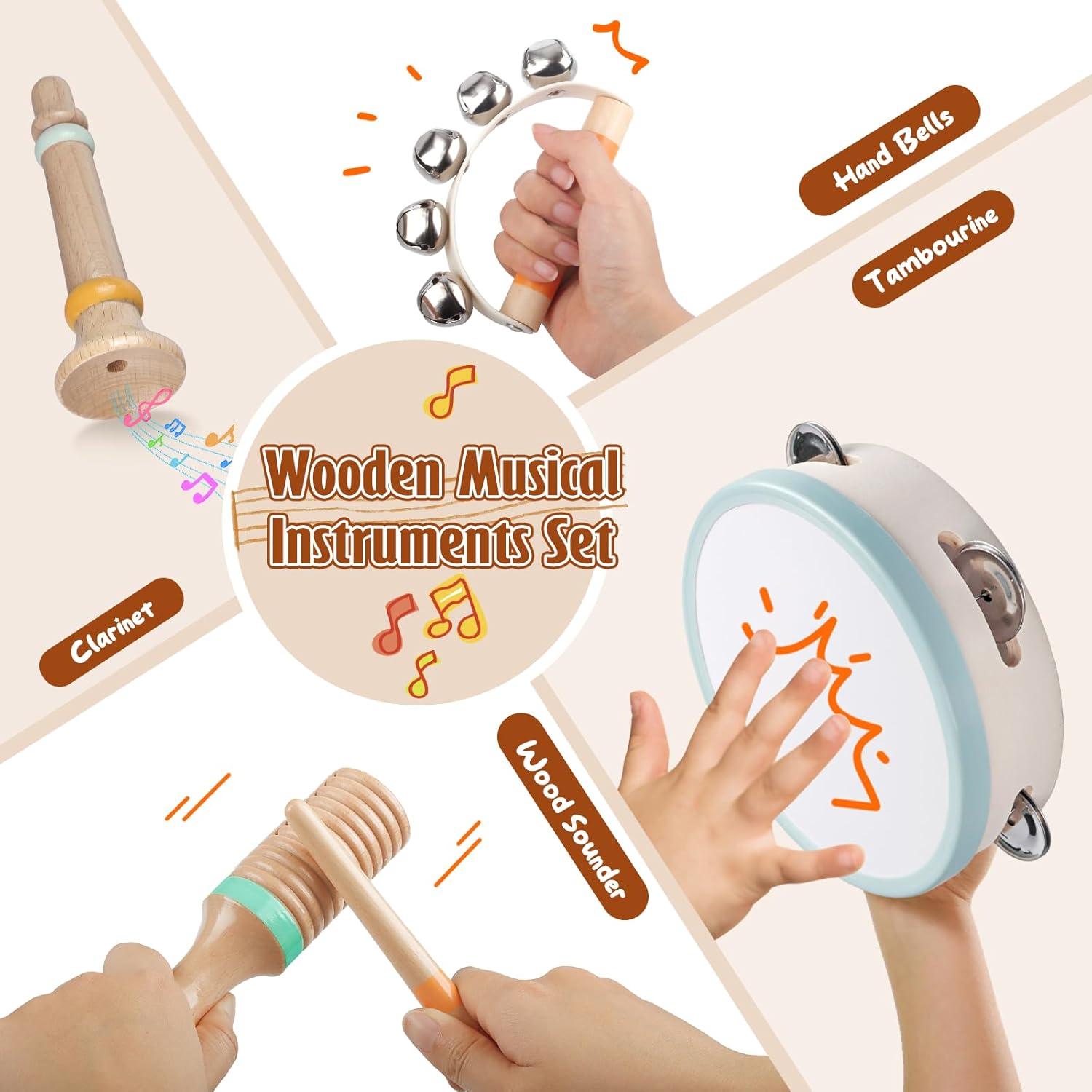 Set de Instrumentos Musicales de Madera Hewaurorion 8 en 1