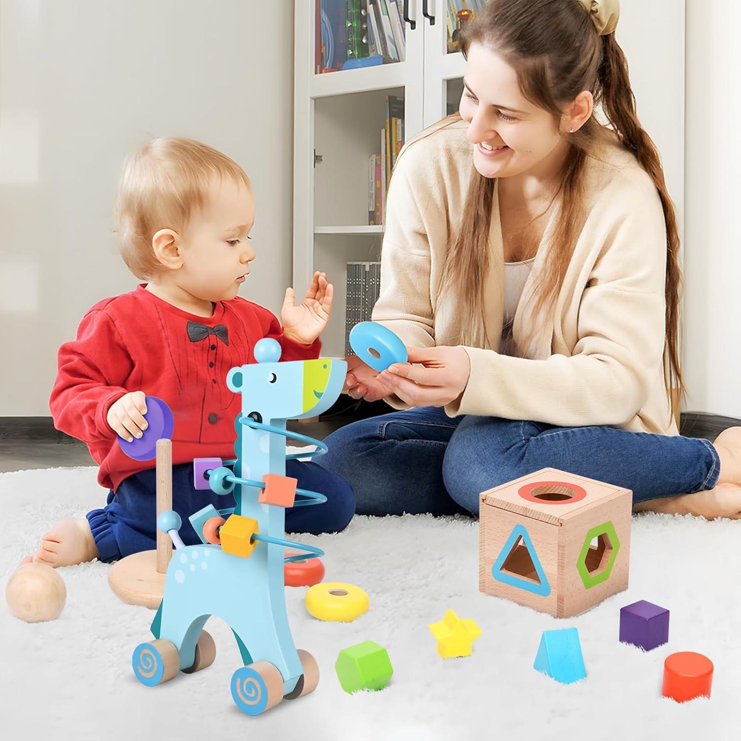 Juguetes Montessori de Madera YUANNA 4-en-1 para Niños 1-3 Años