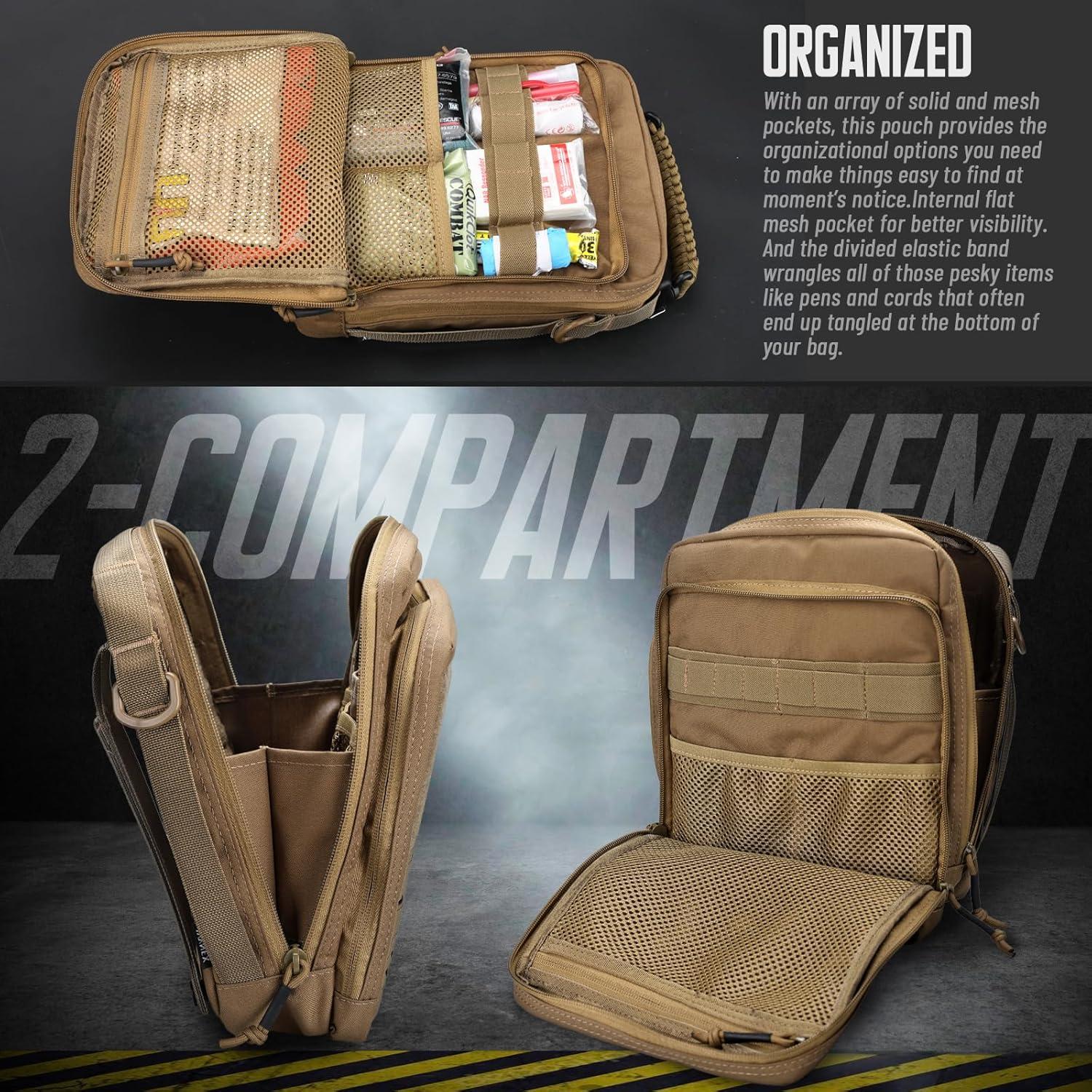 Bolsa Administrativa Táctica Molle WYNEX Marrón Coyote 20.3x9.7x26.9cm