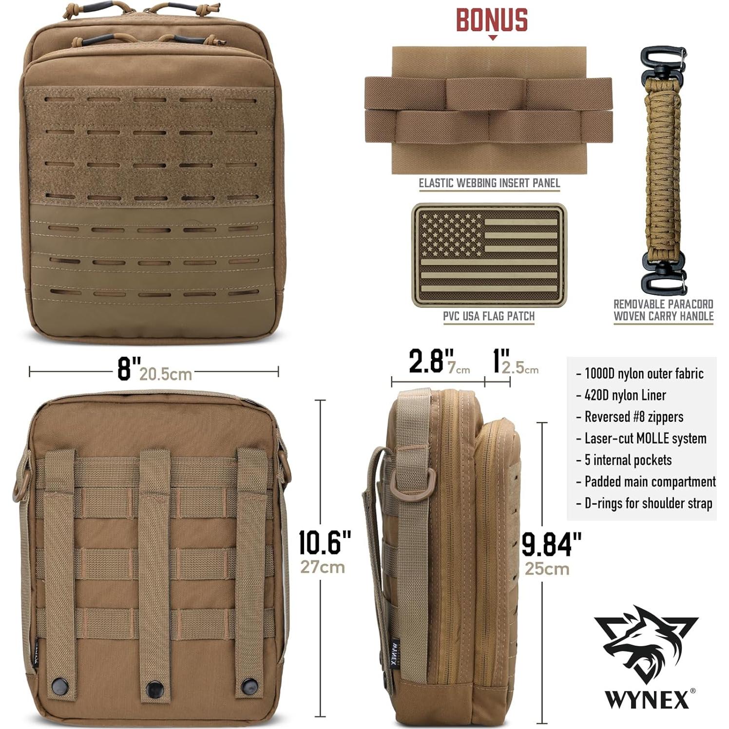 Bolsa Administrativa Táctica Molle WYNEX Marrón Coyote 20.3x9.7x26.9cm