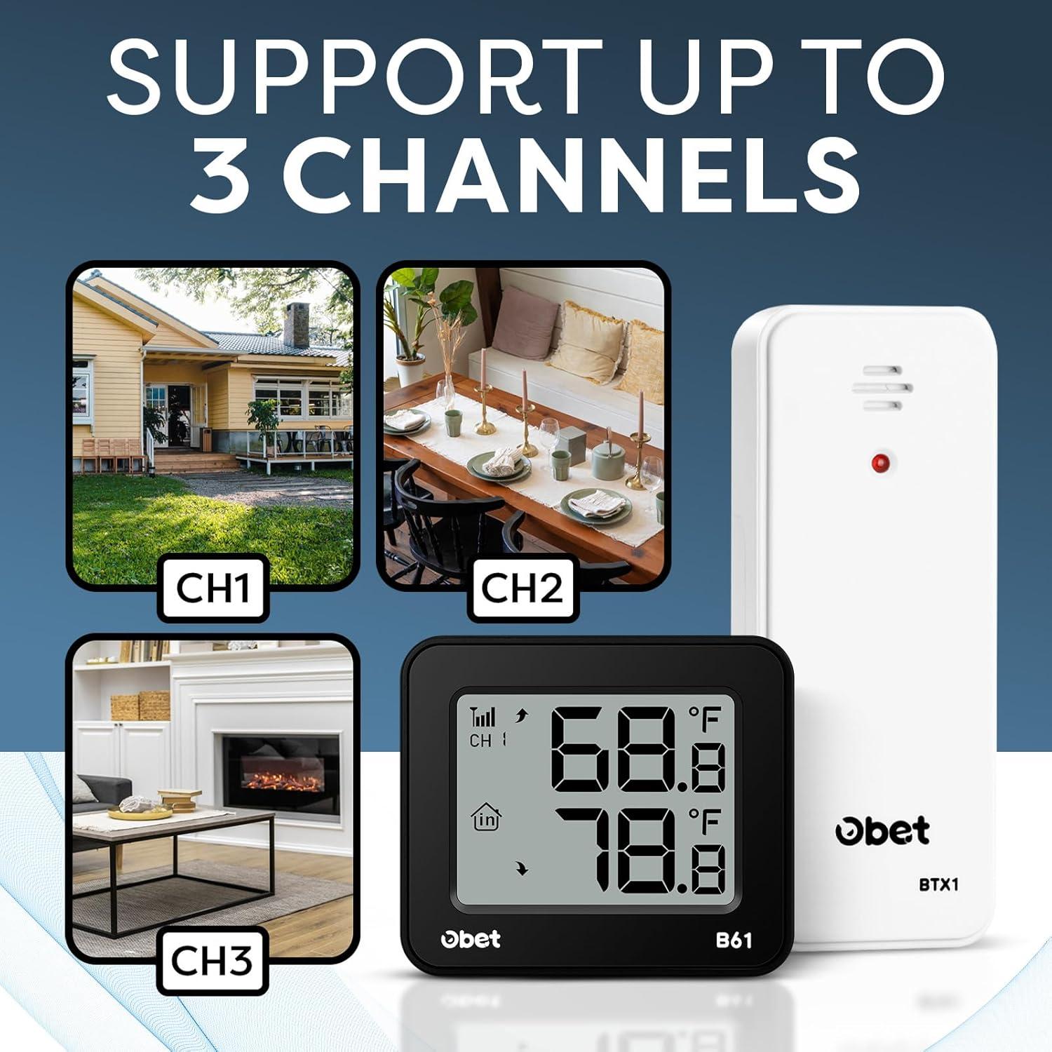 Termómetro Inalámbrico Interior Exterior OBET B61 150m Negro