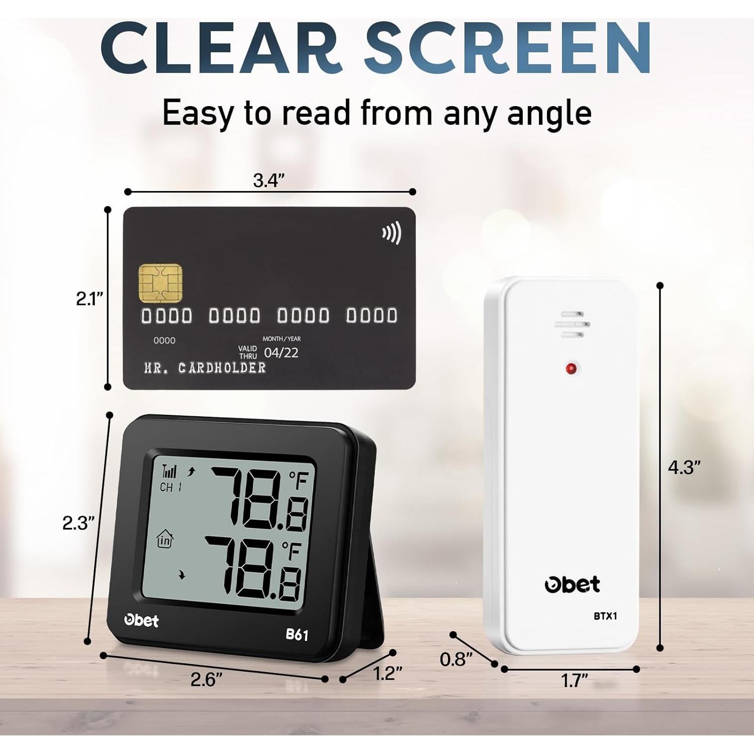 Termómetro Inalámbrico Interior Exterior OBET B61 150m Negro