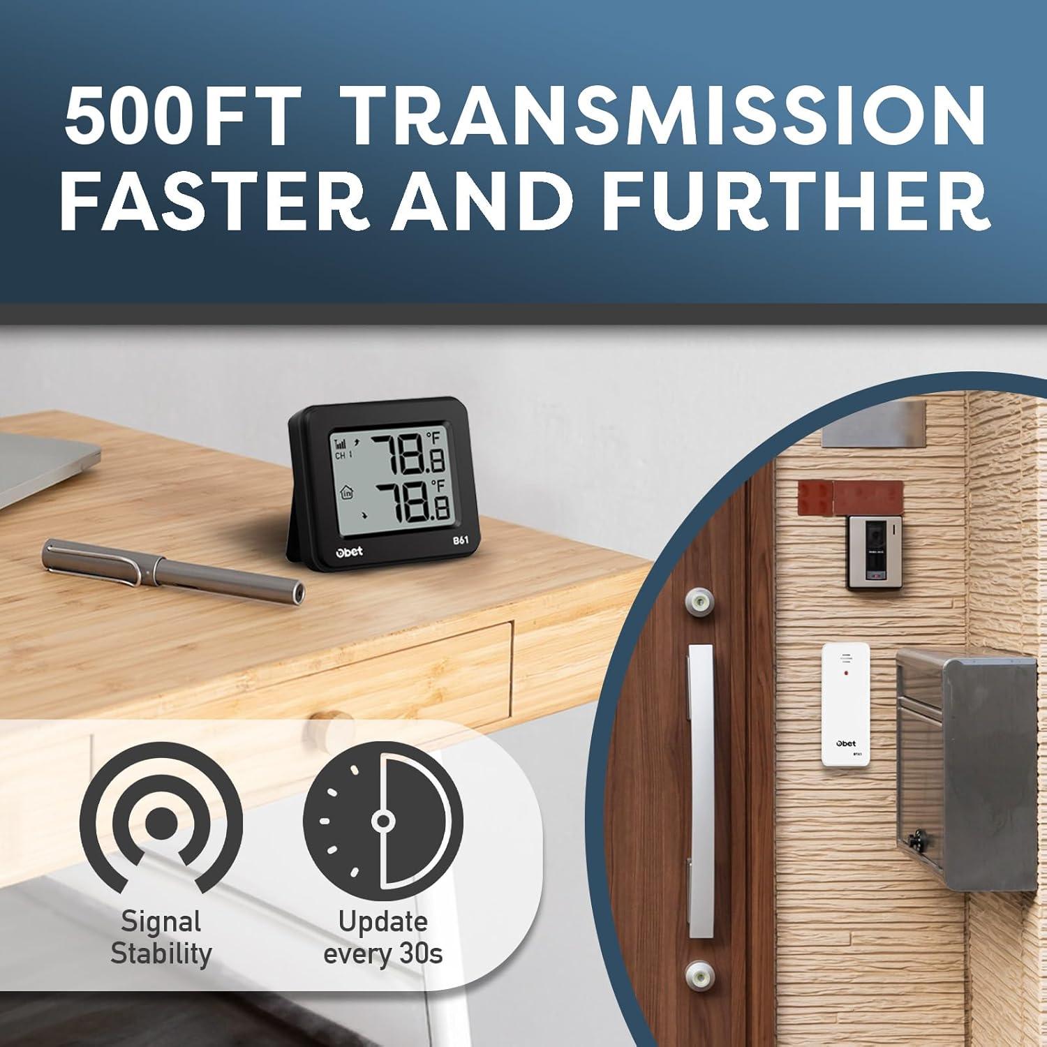 Termómetro Inalámbrico Interior Exterior OBET B61 150m Negro
