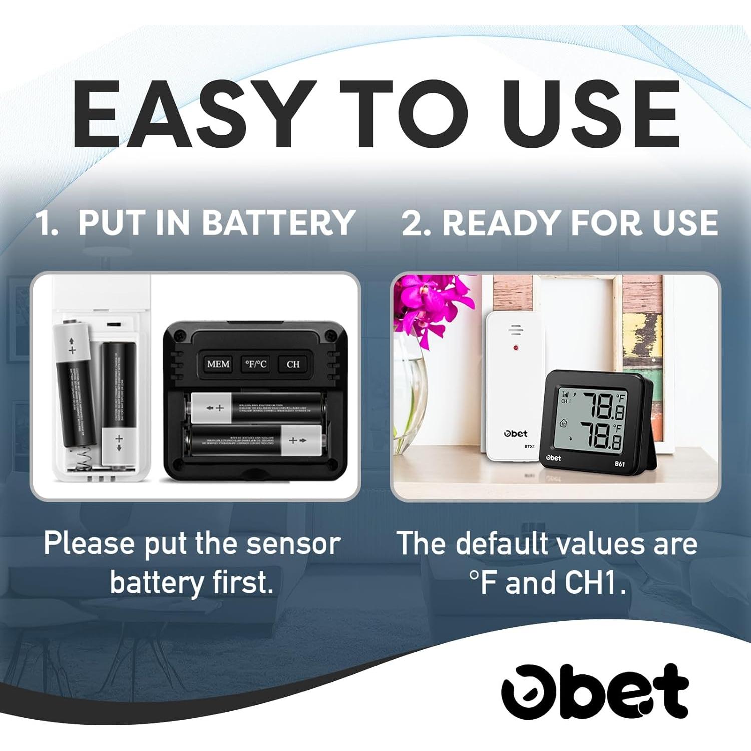 Termómetro Inalámbrico Interior Exterior OBET B61 150m Negro