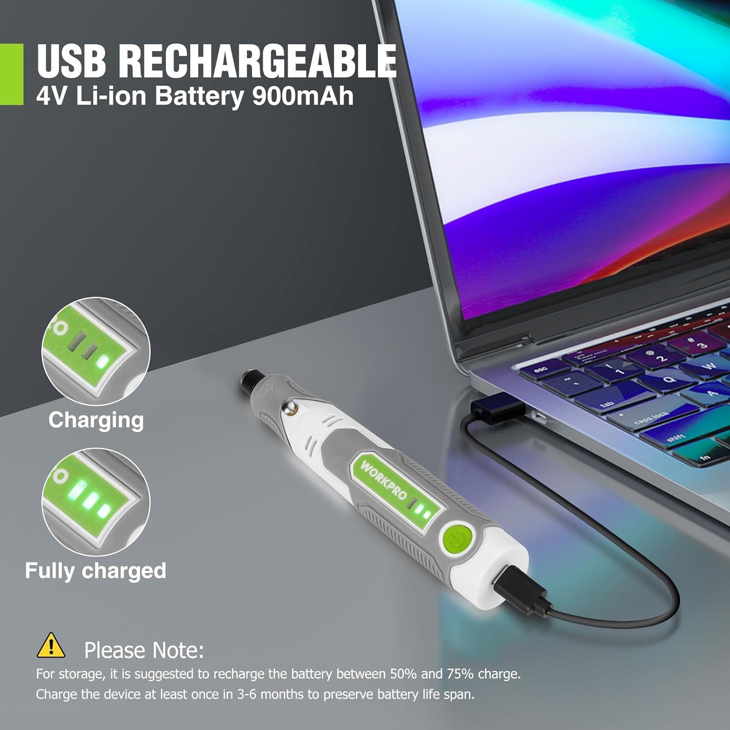 Herramienta Rotativa Inalámbrica Workpro 71 Accesorios 3 Velocidades