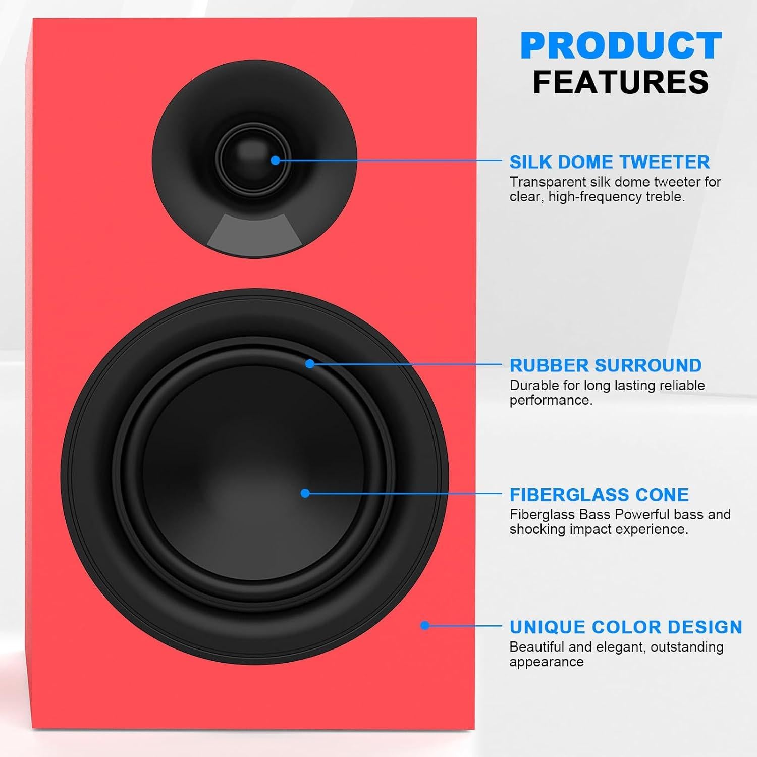 Altavoces de Estantería Pasivos PNWCZ 5.25" Rojo Hi-Fi