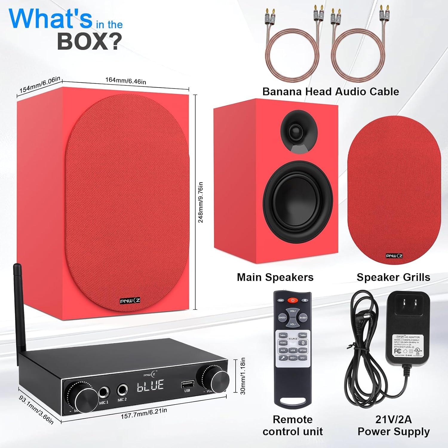 Altavoces de Estantería Pasivos PNWCZ 5.25" Rojo Hi-Fi
