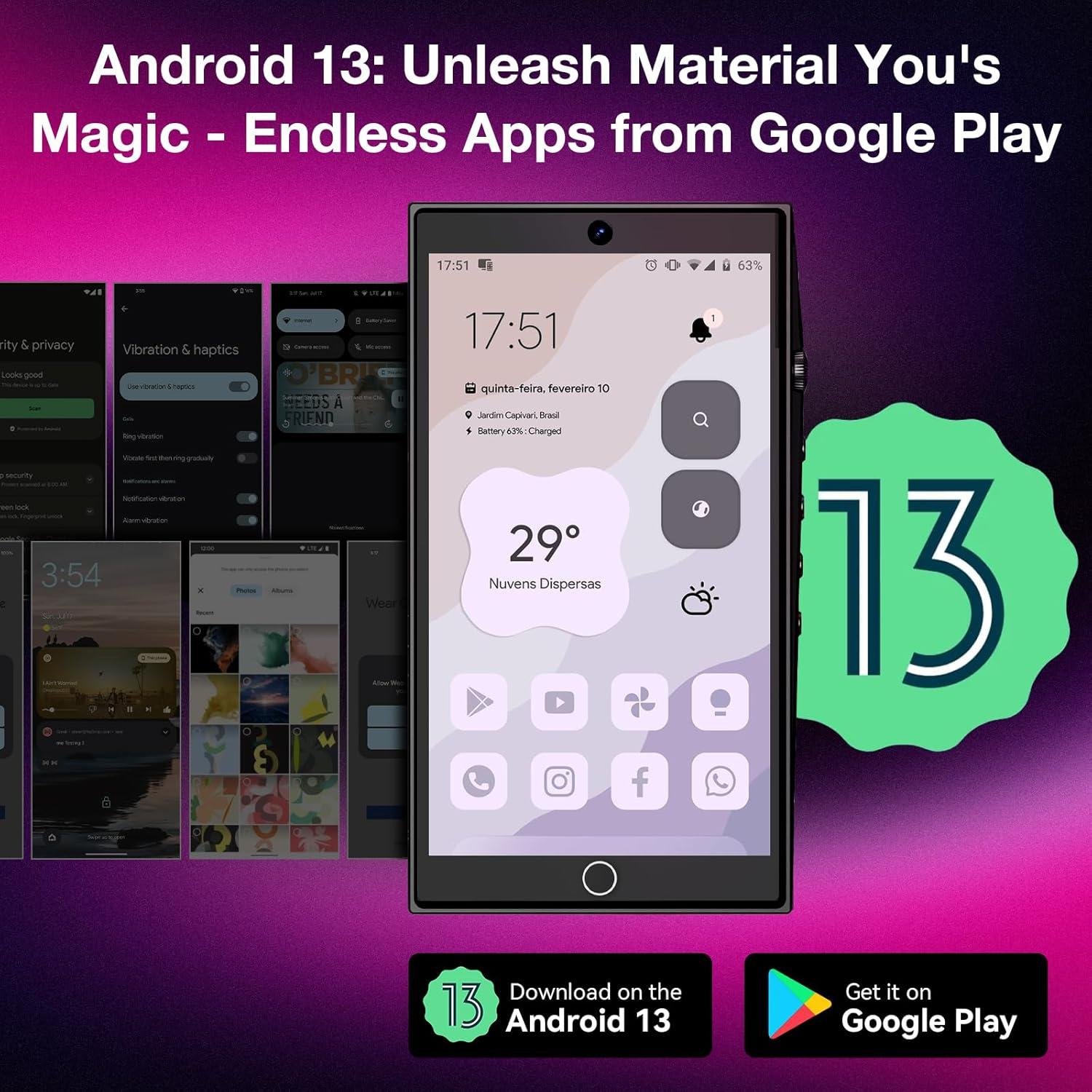 Reproductor MP3 Android 13 YEOODOP 192GB Bluetooth WiFi