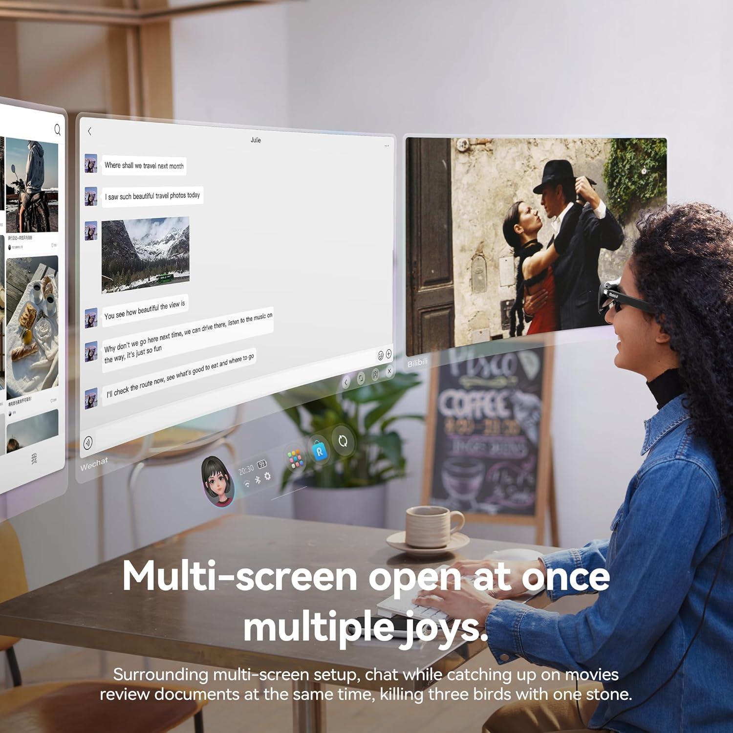 Gafas AR Rokid Max2 Plateadas 360" Micro-OLED 120Hz