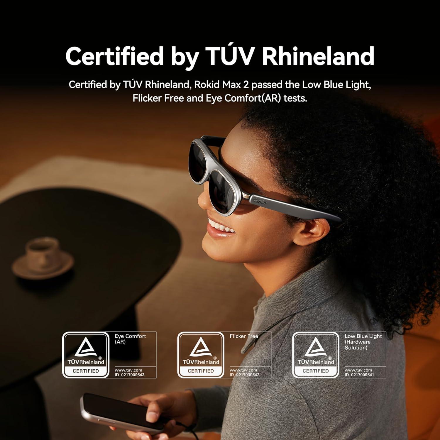 Gafas AR Rokid Max2 Plateadas 360" Micro-OLED 120Hz