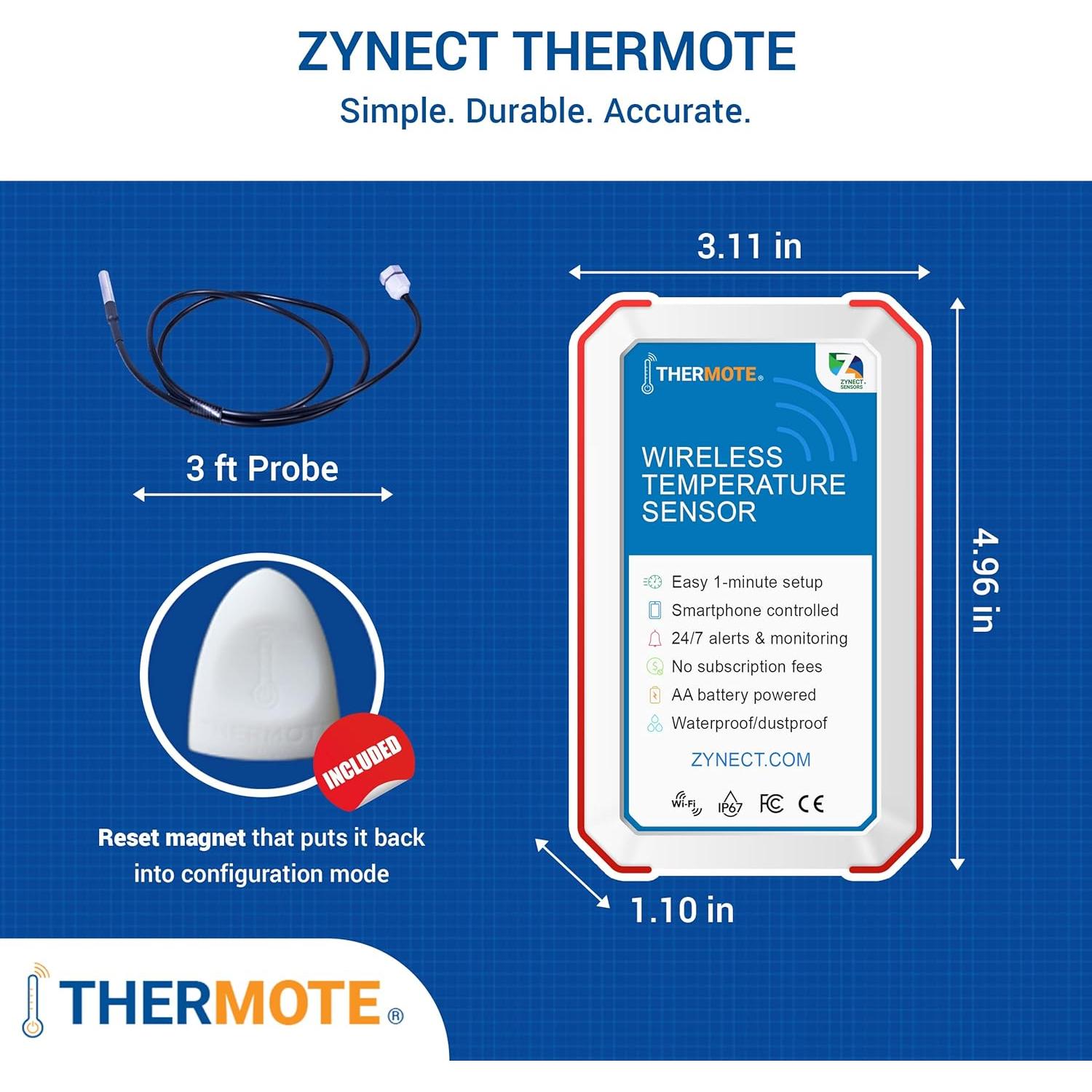 Sensor de Temperatura Inalámbrico Zynect Thermote WiFi IP67