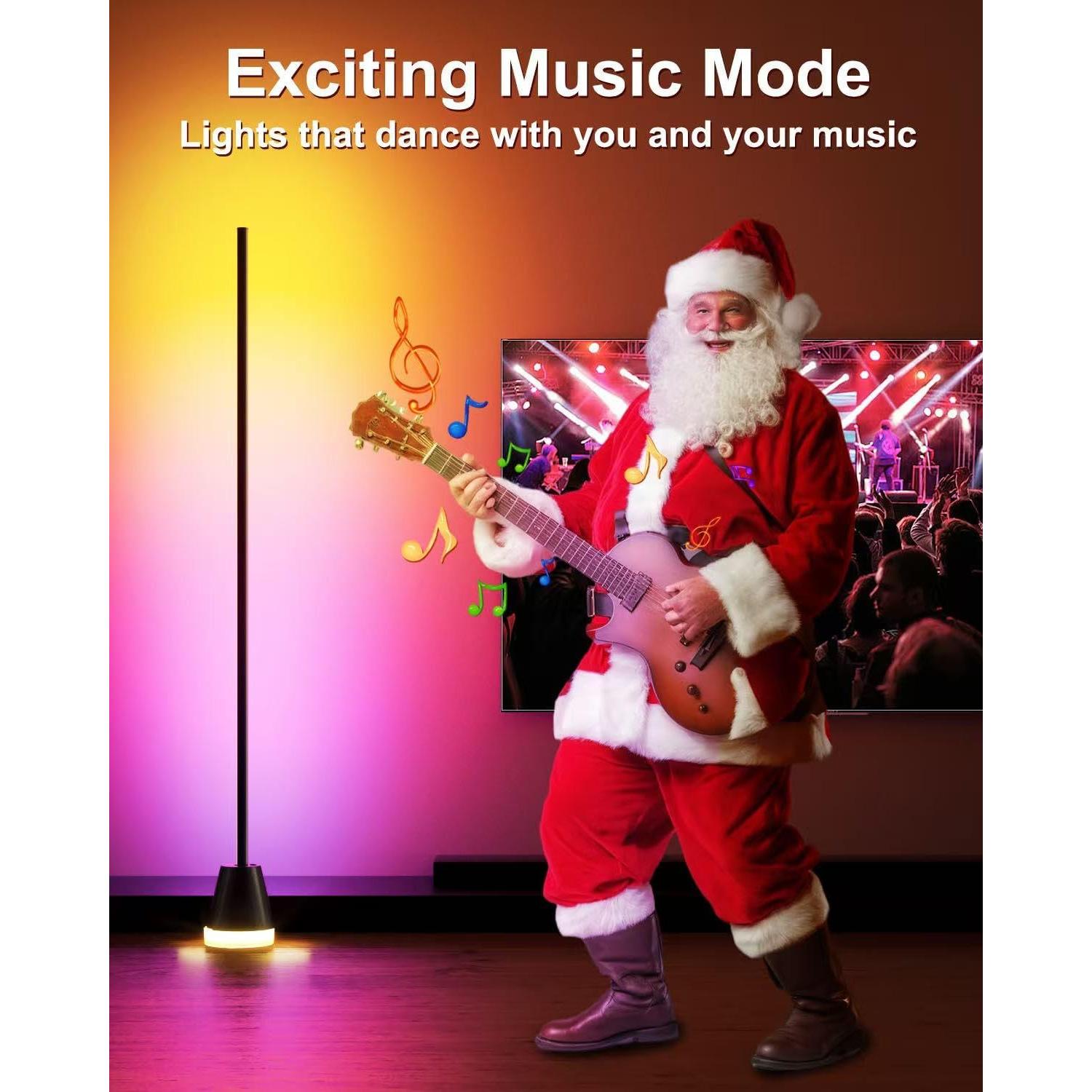 Lámpara de Pie RGB LED Inteligente Keepsmile 149.86 cm Negro Mate