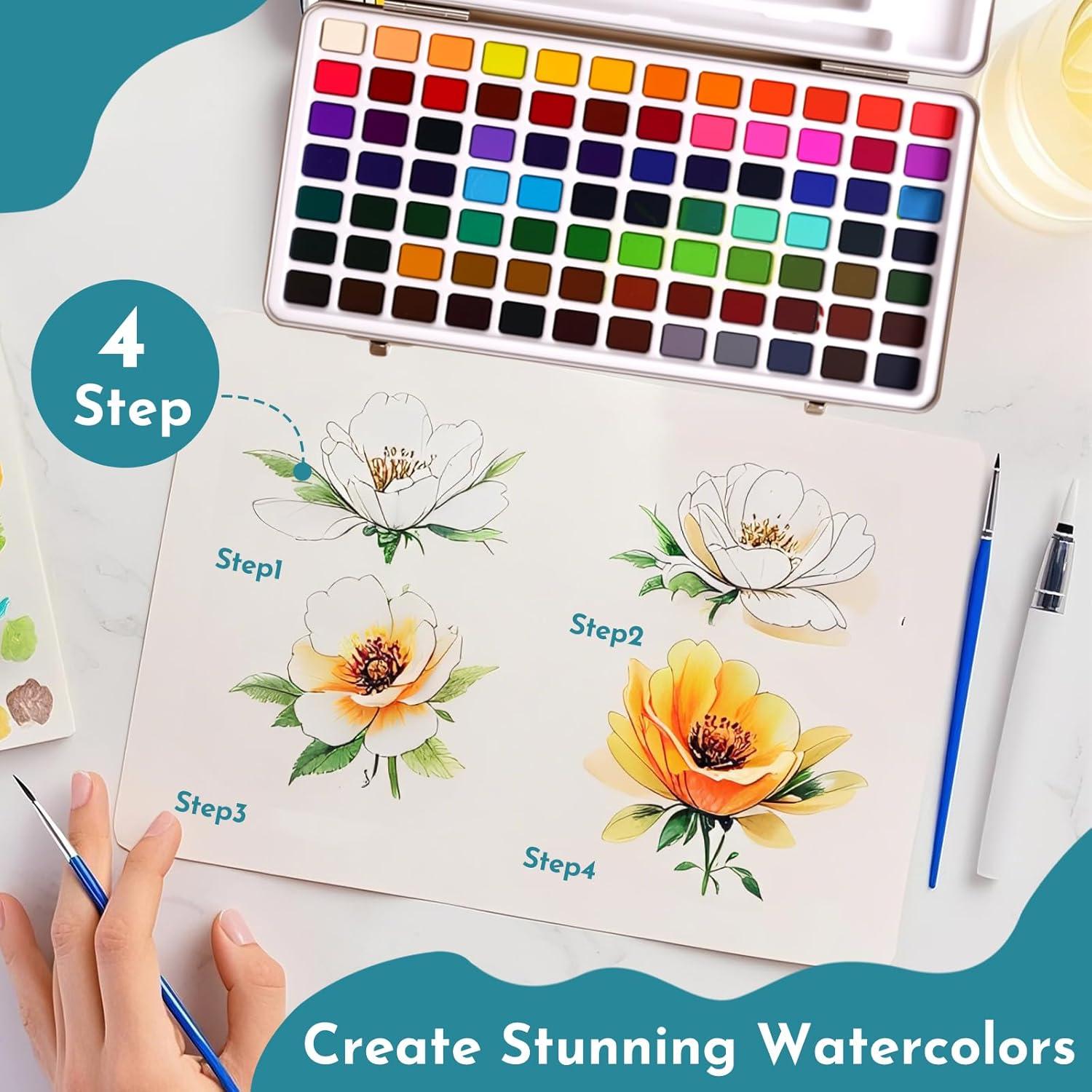 Juego de Pinturas Acuareladas Tavolozza Fine Arts 128 Colores