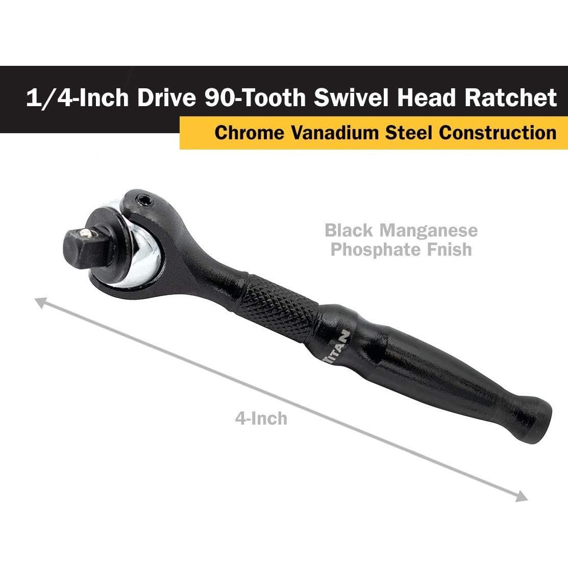 Carraca Titan 11313 1/4" 10,16 cm 90 Dientes Giratoria