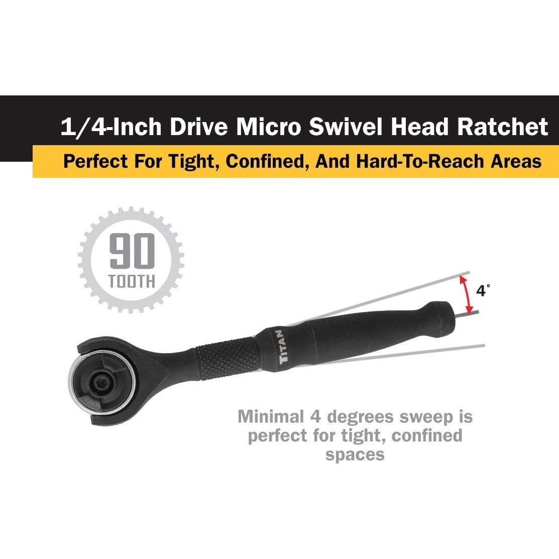 Carraca Titan 11313 1/4" 10,16 cm 90 Dientes Giratoria