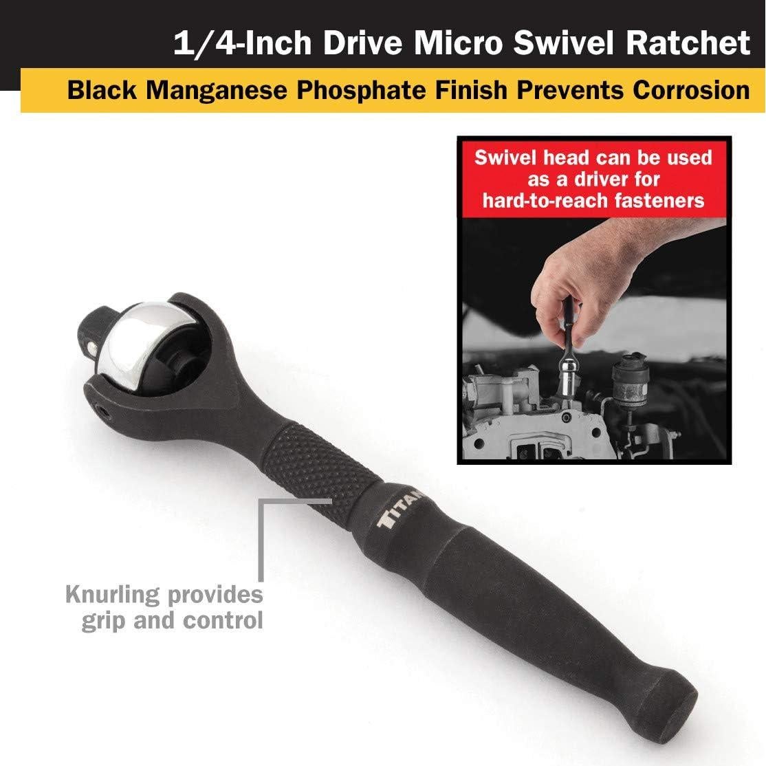 Carraca Titan 11313 1/4" 10,16 cm 90 Dientes Giratoria