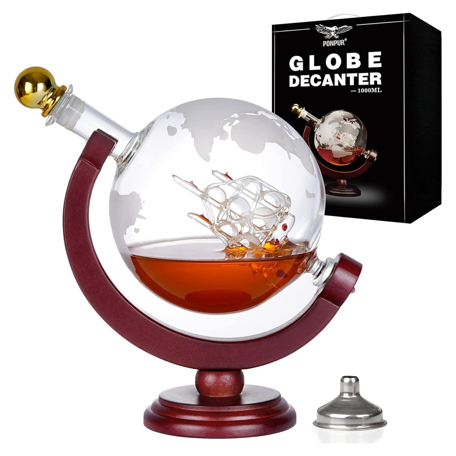 Decantador de Whisky Globo PONPUR 1000ml con Bandeja