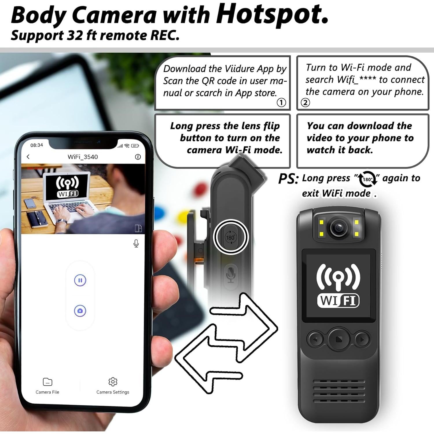 Cámara Corporal HD 1080P Muayb VD01 con Lanyard Magnético