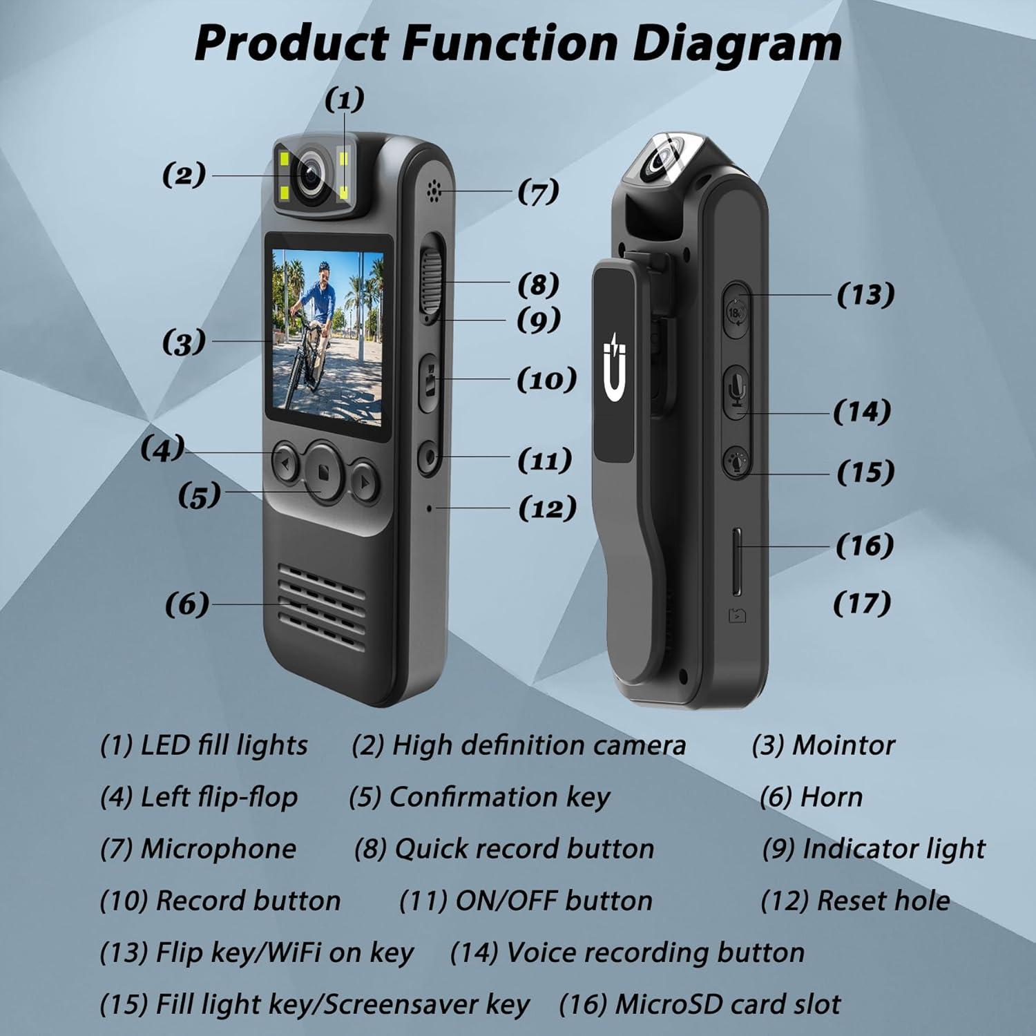 Cámara Corporal HD 1080P Muayb VD01 con Lanyard Magnético